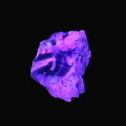 Blue Tourmaline Indicolite on Tourmaline with Calcite 106.5ct 21.3g in UV light  - Rocks and Things Store