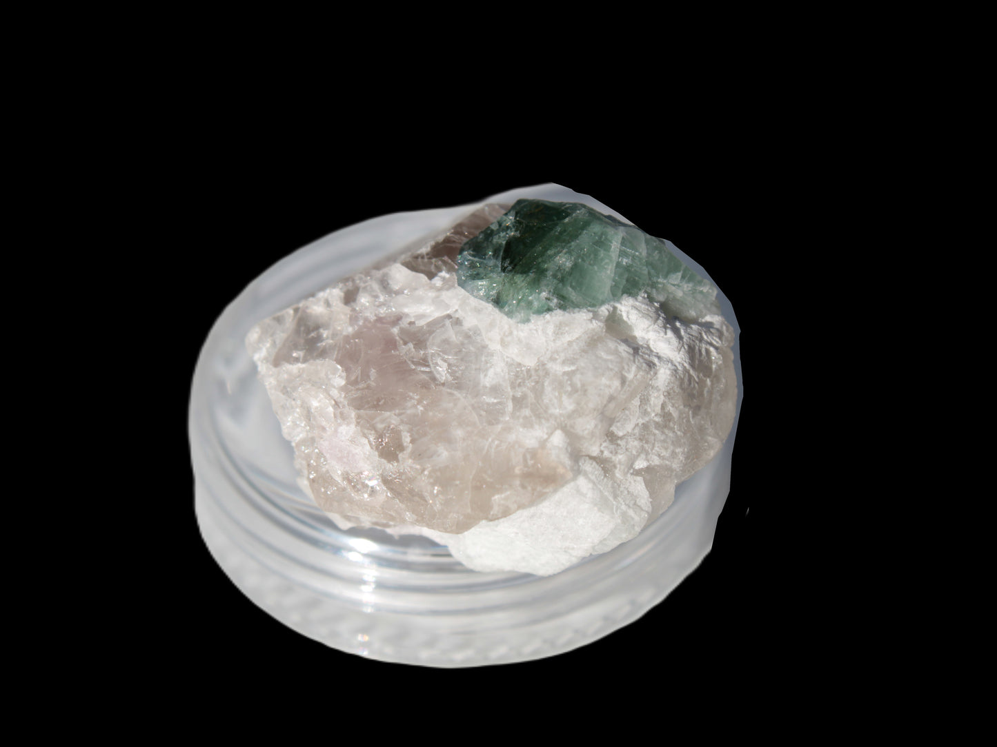 Green Tourmaline on Clear Calcite 90ct 19g Rocks and Things