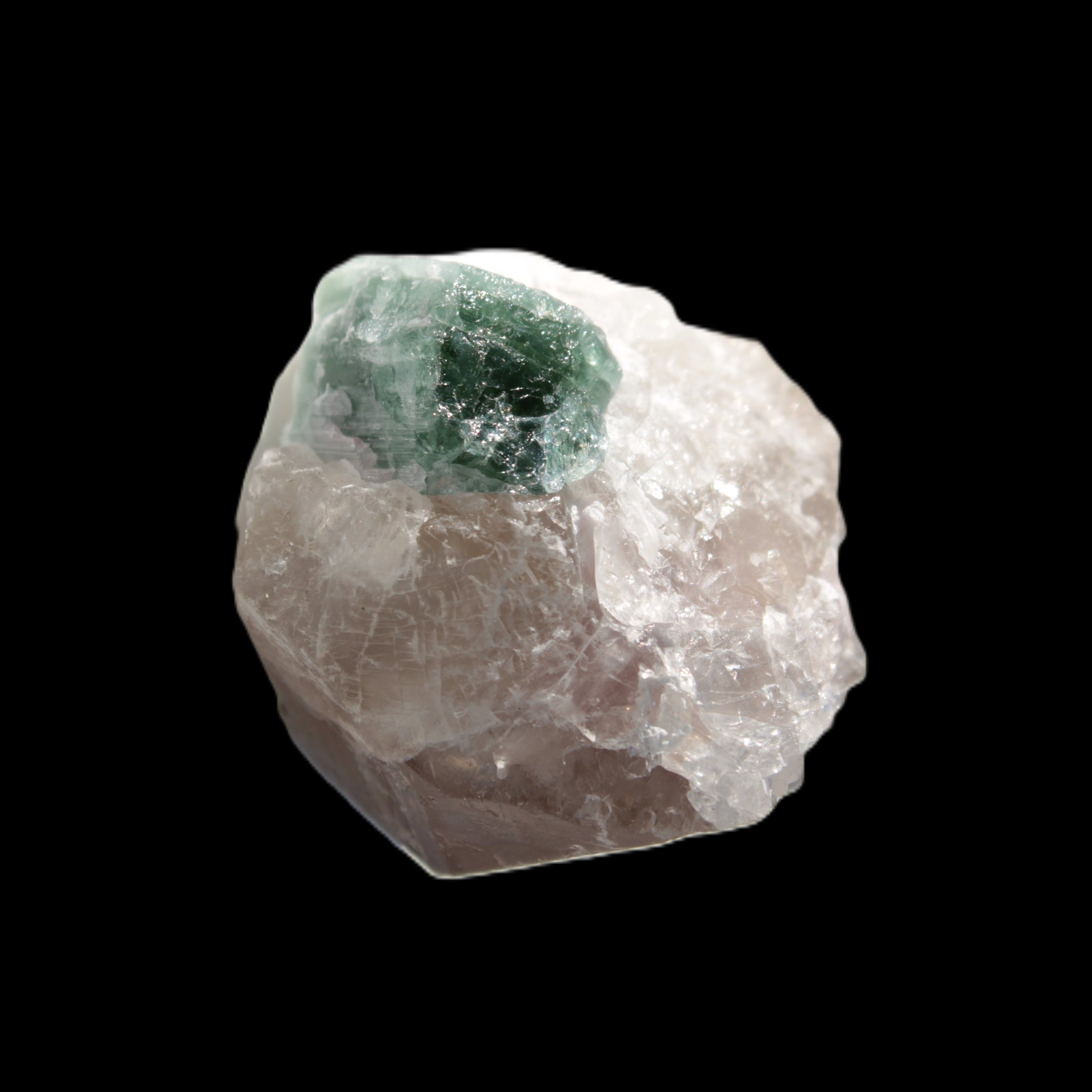 Green Tourmaline on Clear Calcite 90ct 19g Rocks and Things