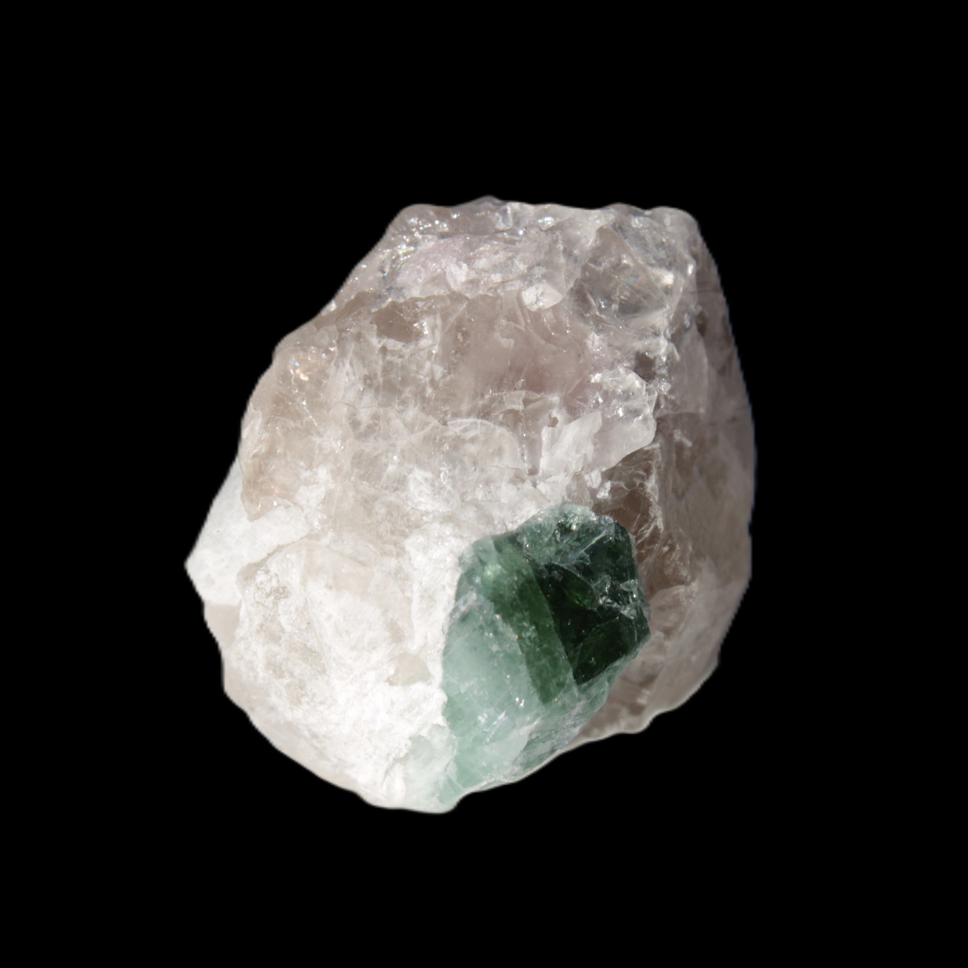 Green Tourmaline on Clear Calcite 90ct 19g Rocks and Things