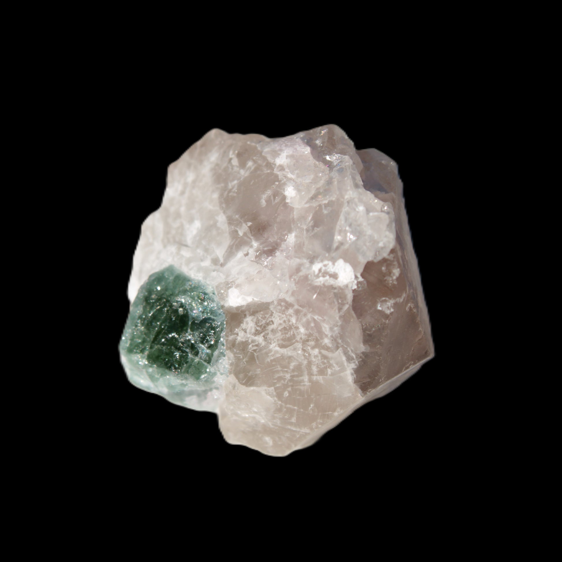 Green Tourmaline on Clear Calcite 90ct 19g Rocks and Things