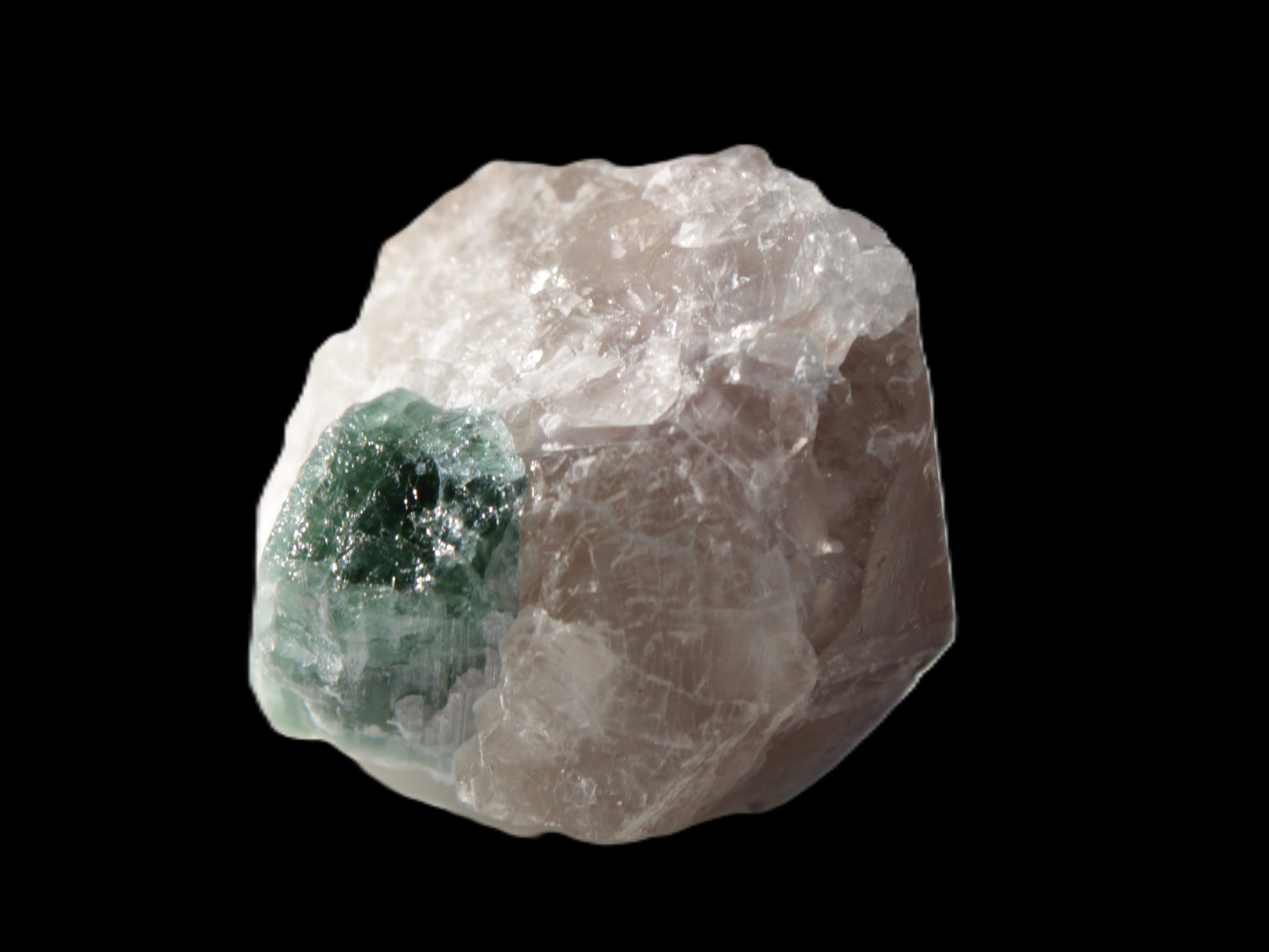 Green Tourmaline on Clear Calcite 90ct 19g Rocks and Things