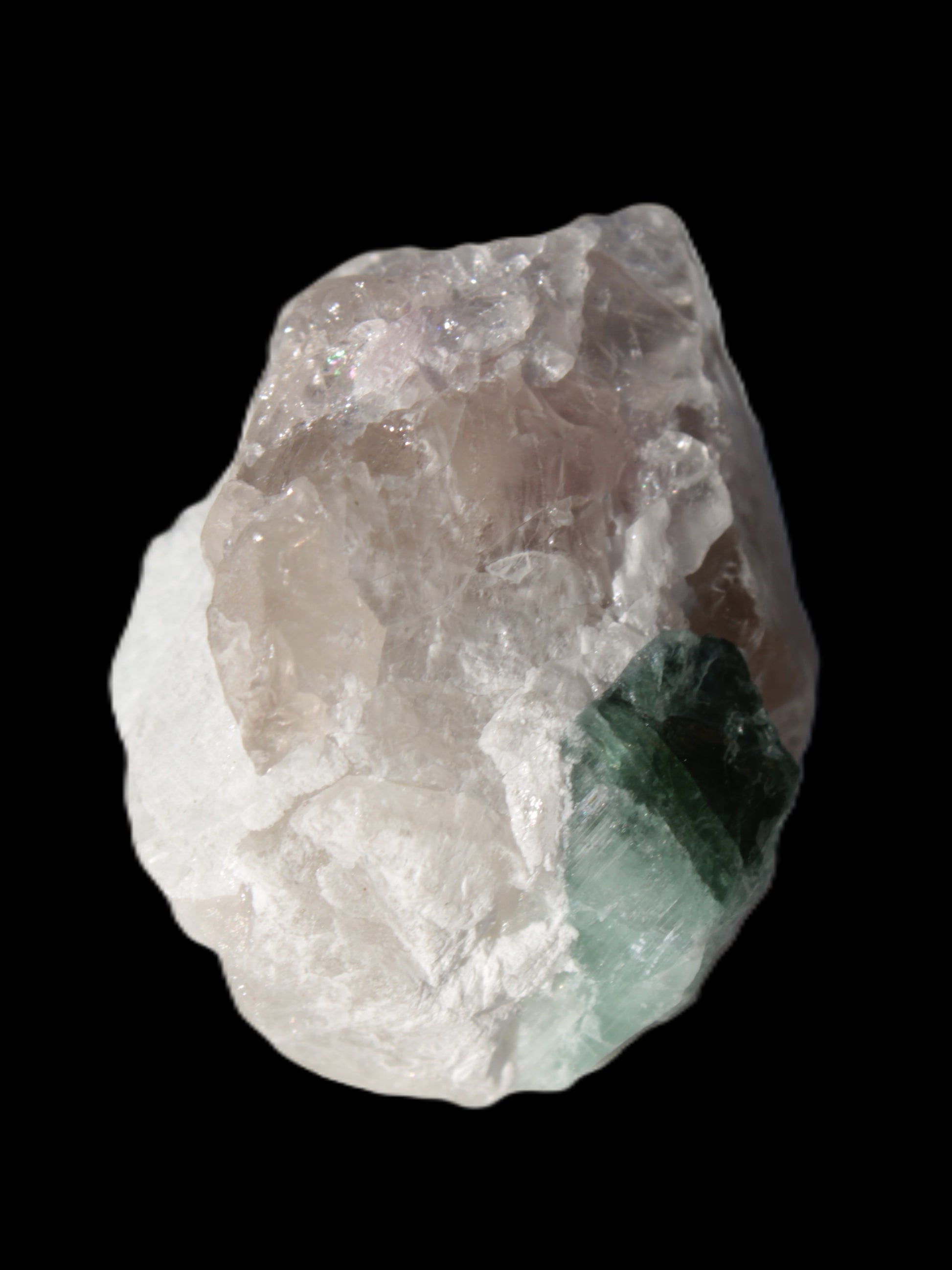 Green Tourmaline on Clear Calcite 90ct 19g Rocks and Things