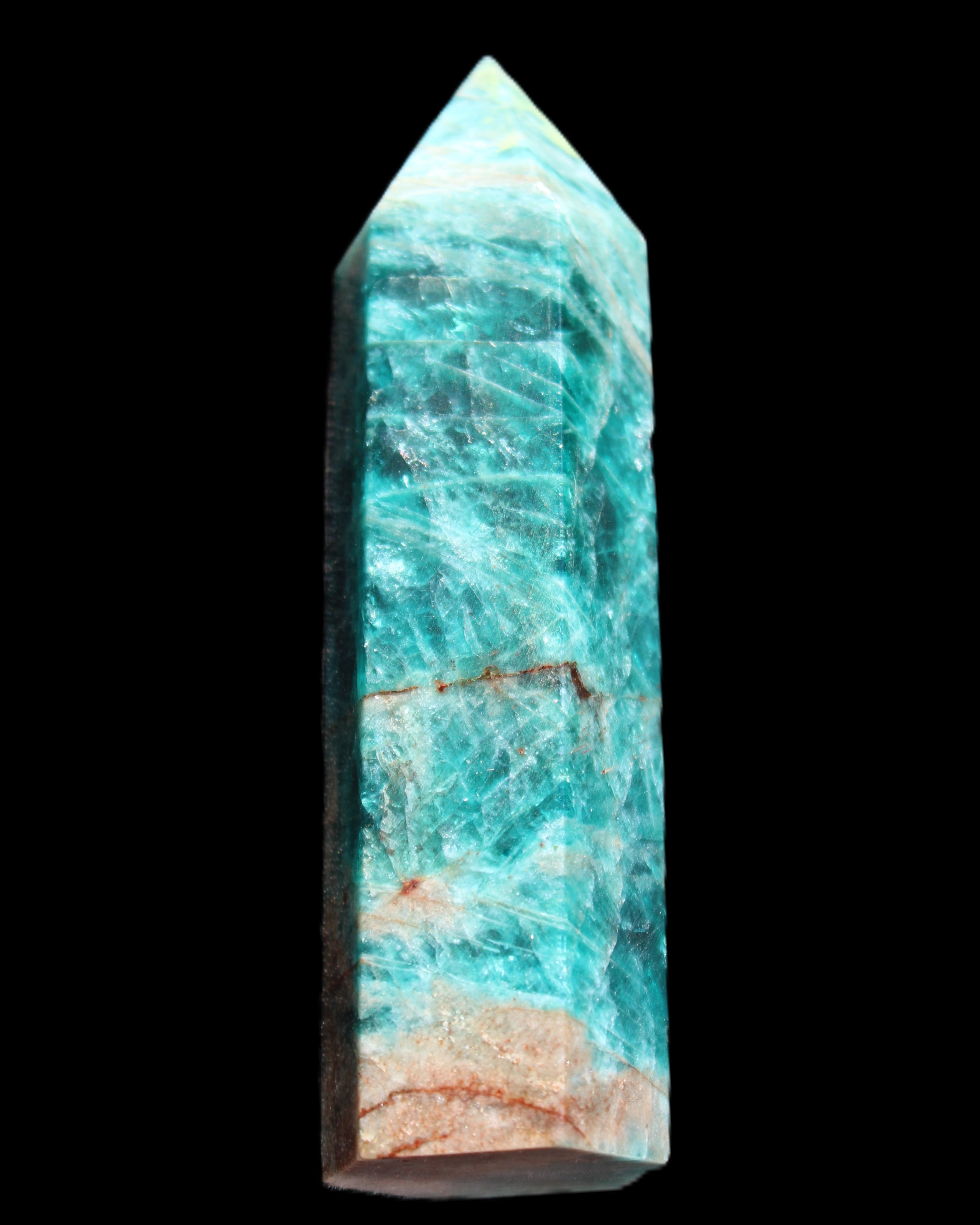 Blue Apatite wand 78mm 78g in sunlight - Rocks and Things Store