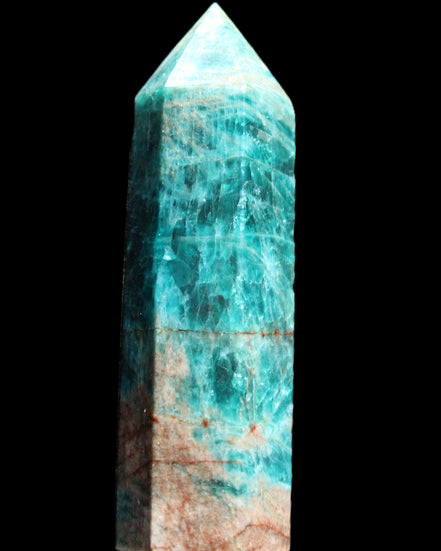 Blue Apatite wand 78mm 78g in sunlight - Rocks and Things Store