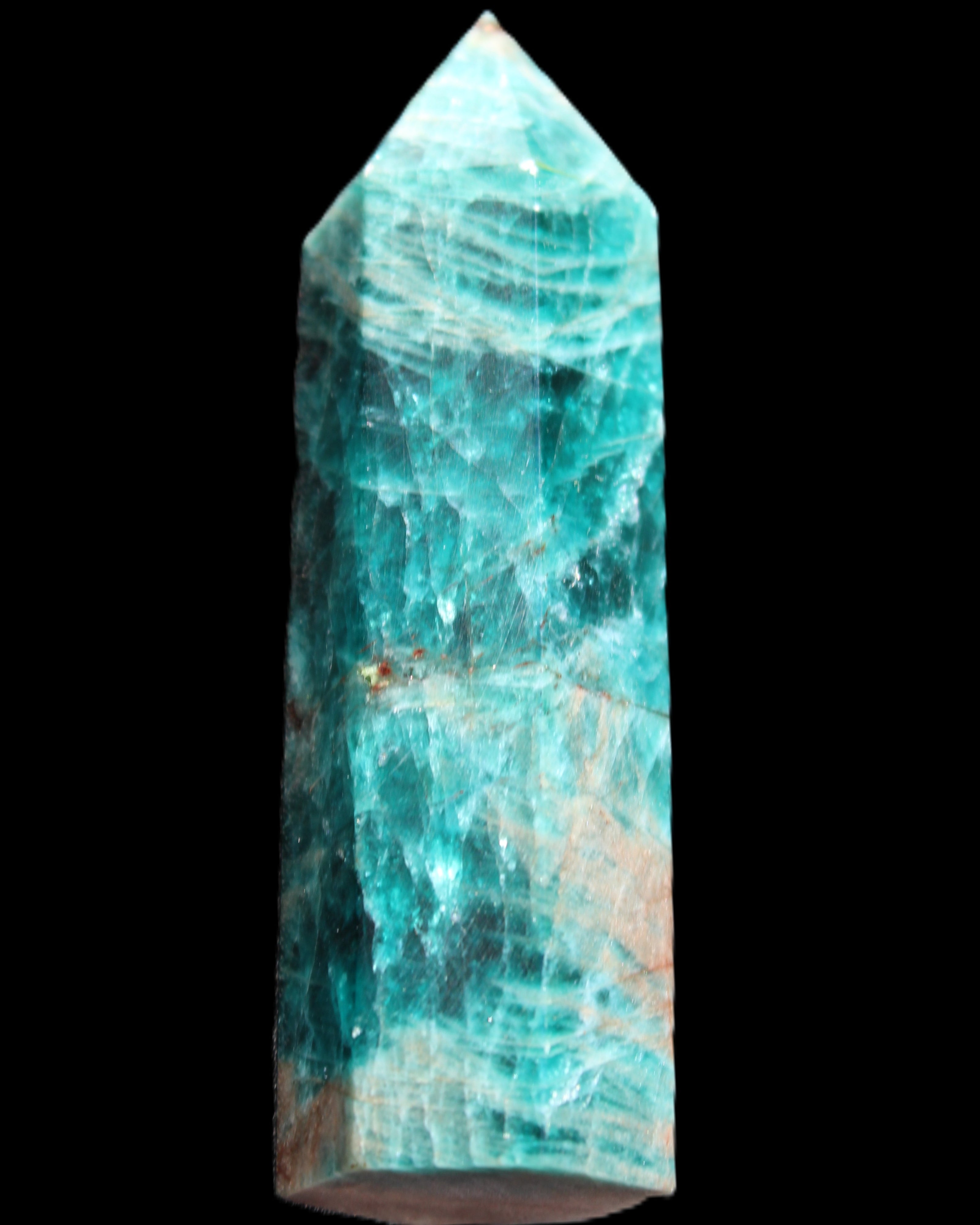 Blue Apatite wand 78mm 78g in sunlight - Rocks and Things Store