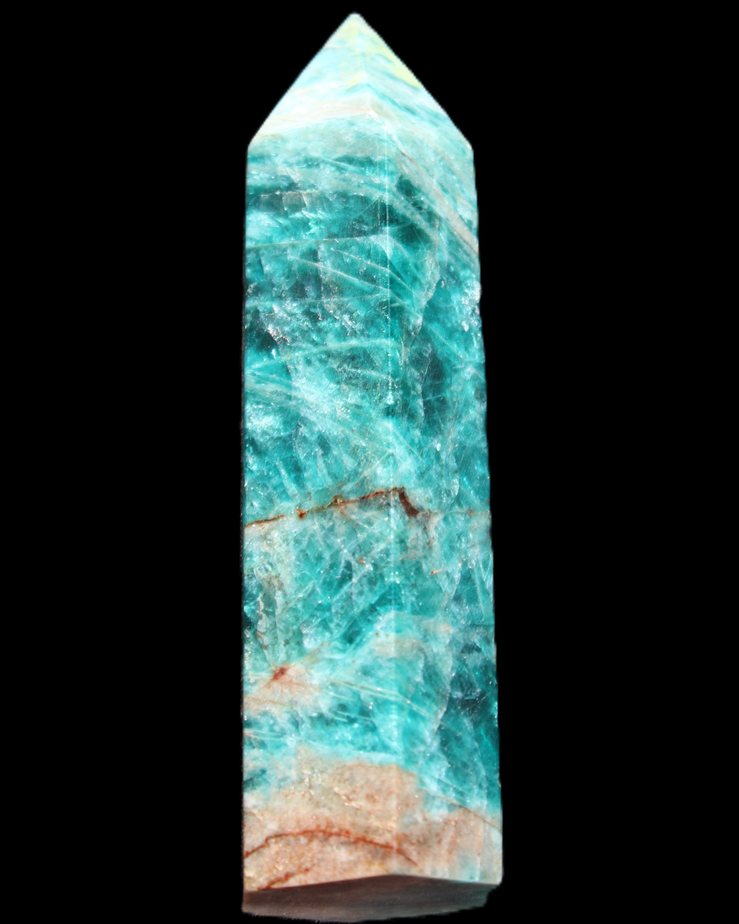 Blue Apatite wand 78mm 78g in sunlight - Rocks and Things Store