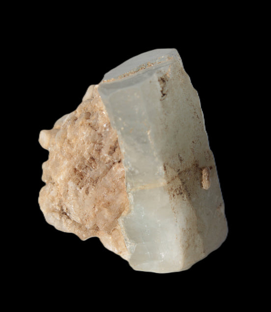 Terminated Aquamarine with Feldspar & Mica matrix 28mm 94.5ct 18.9g in sunlight - Rocks and Things Store