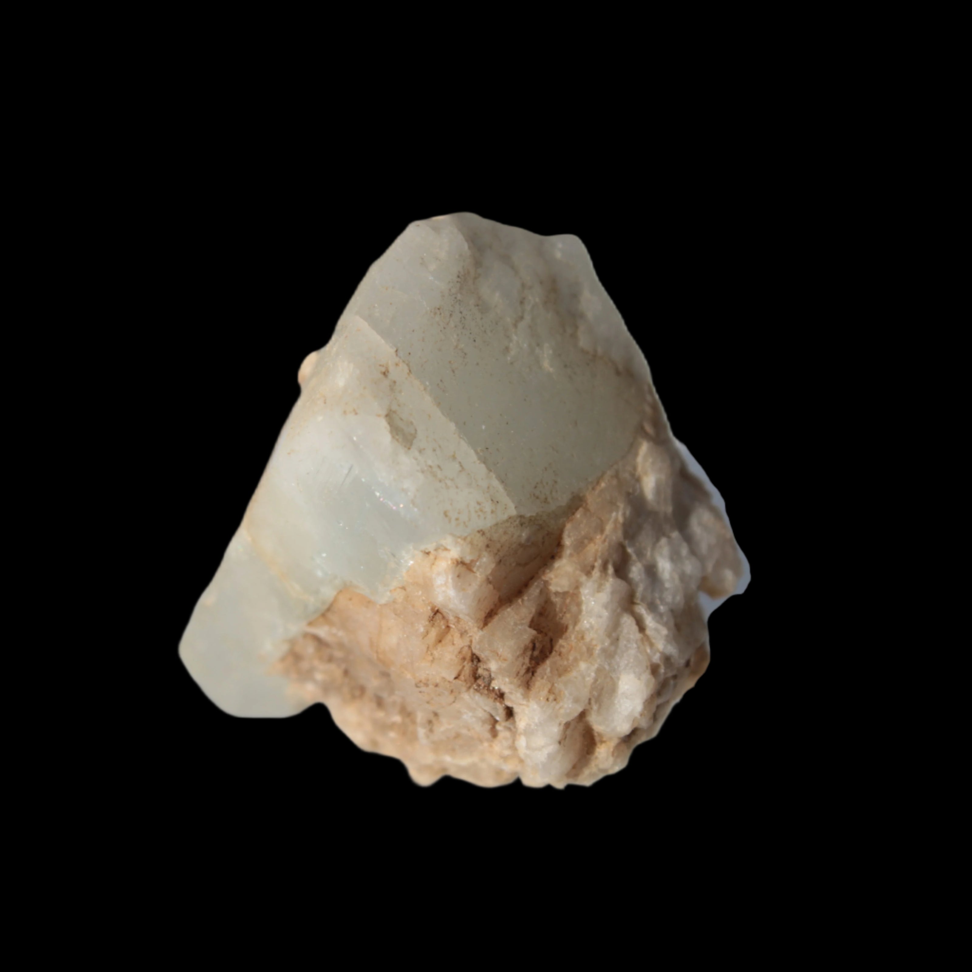 Terminated Aquamarine with Feldspar & Mica matrix 28mm 94.5ct 18.9g in sunlight - Rocks and Things Store