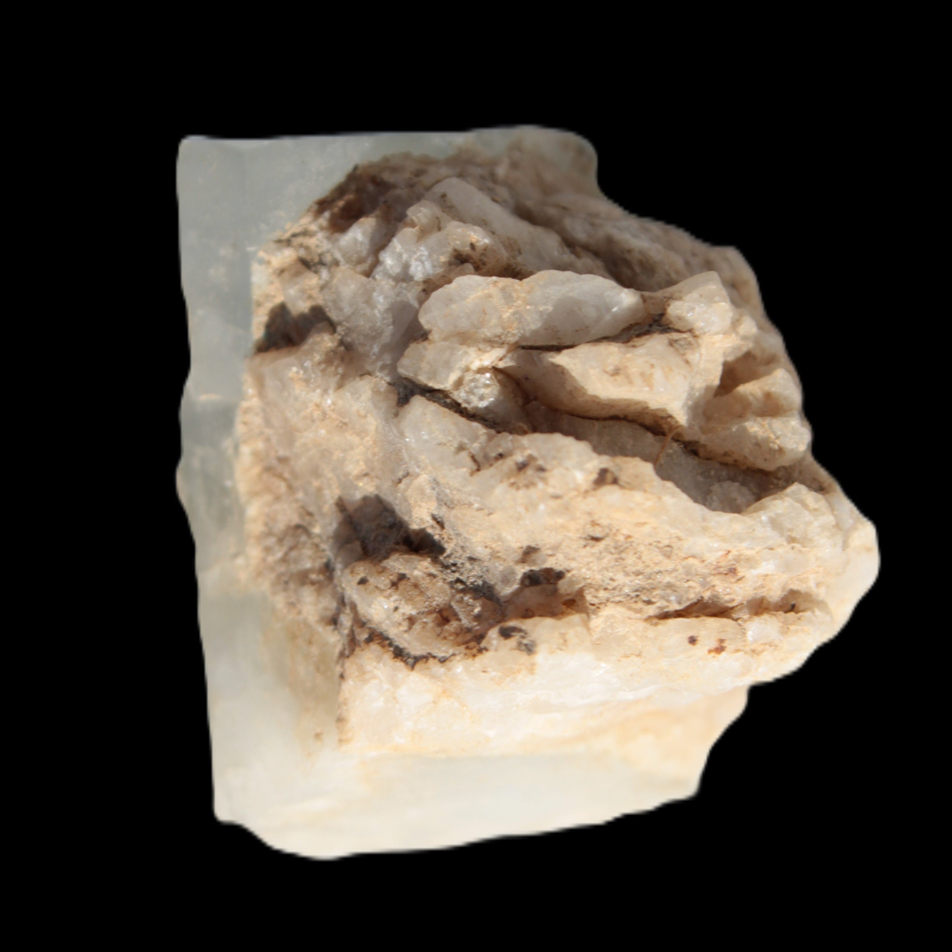 Terminated Aquamarine with Feldspar & Mica matrix 28mm 94.5ct 18.9g in sunlight - Rocks and Things Store