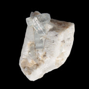 Rutile Aquamarine cluster on Feldspar matrix 28mm 93.6ct 18.7g in sunshine - Rocks and Things Store