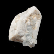 Rutile Aquamarine cluster on Feldspar matrix 28mm 93.6ct 18.7g in sunshine - Rocks and Things Store