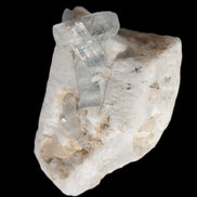 Rutile Aquamarine cluster on Feldspar matrix 28mm 93.6ct 18.7g in sunshine - Rocks and Things Store