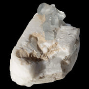 Rutile Aquamarine cluster on Feldspar matrix 28mm 93.6ct 18.7g in sunshine - Rocks and Things Store