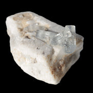 Rutile Aquamarine cluster on Feldspar matrix 28mm 93.6ct 18.7g in sunshine - Rocks and Things Store
