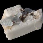 Rutile Aquamarine cluster on Feldspar matrix 28mm 93.6ct 18.7g in sunshine - Rocks and Things Store