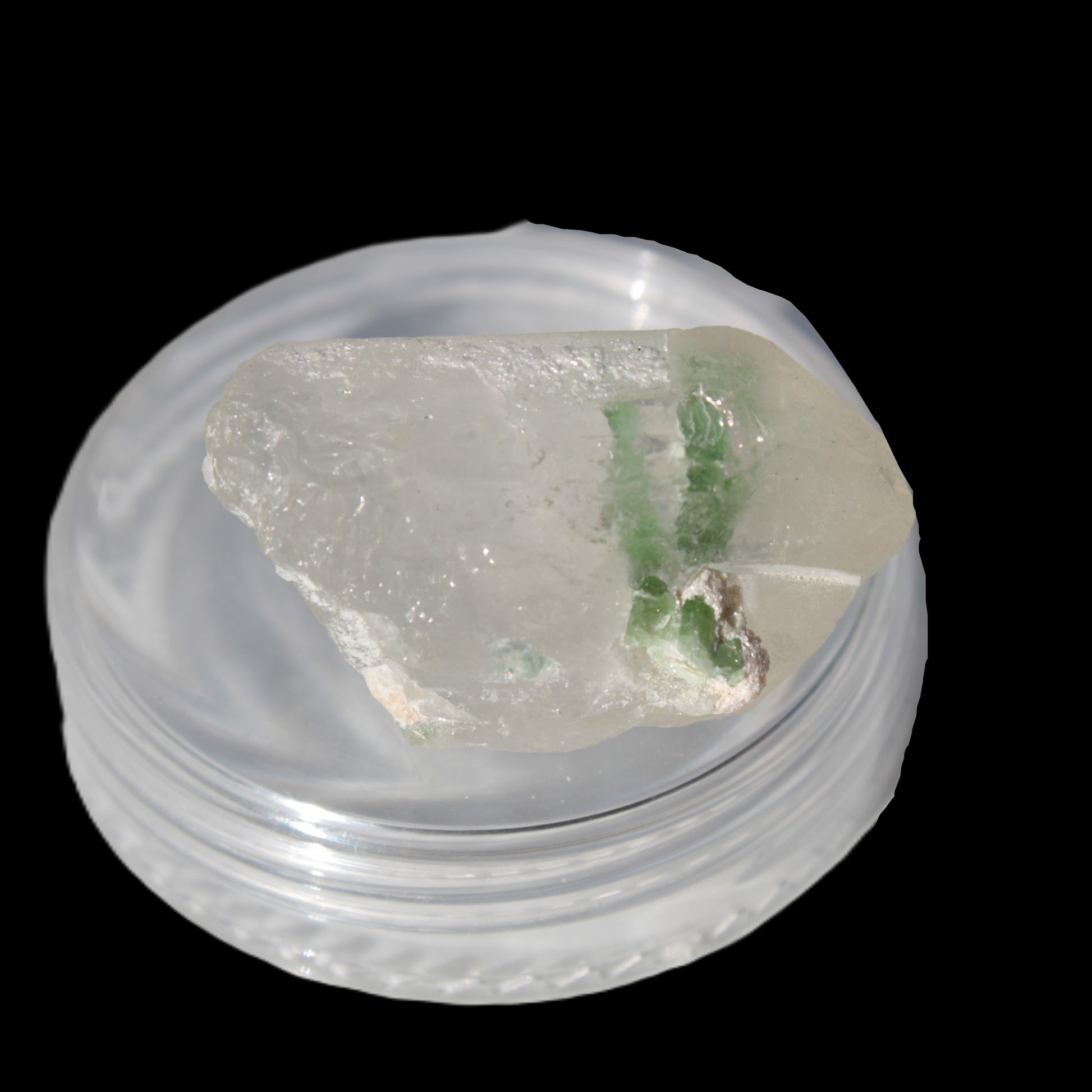 Twin Green Tourmaline crystals in Twinned Quartz crystal 28mm 39.5ct 7.9g Rocks and Things