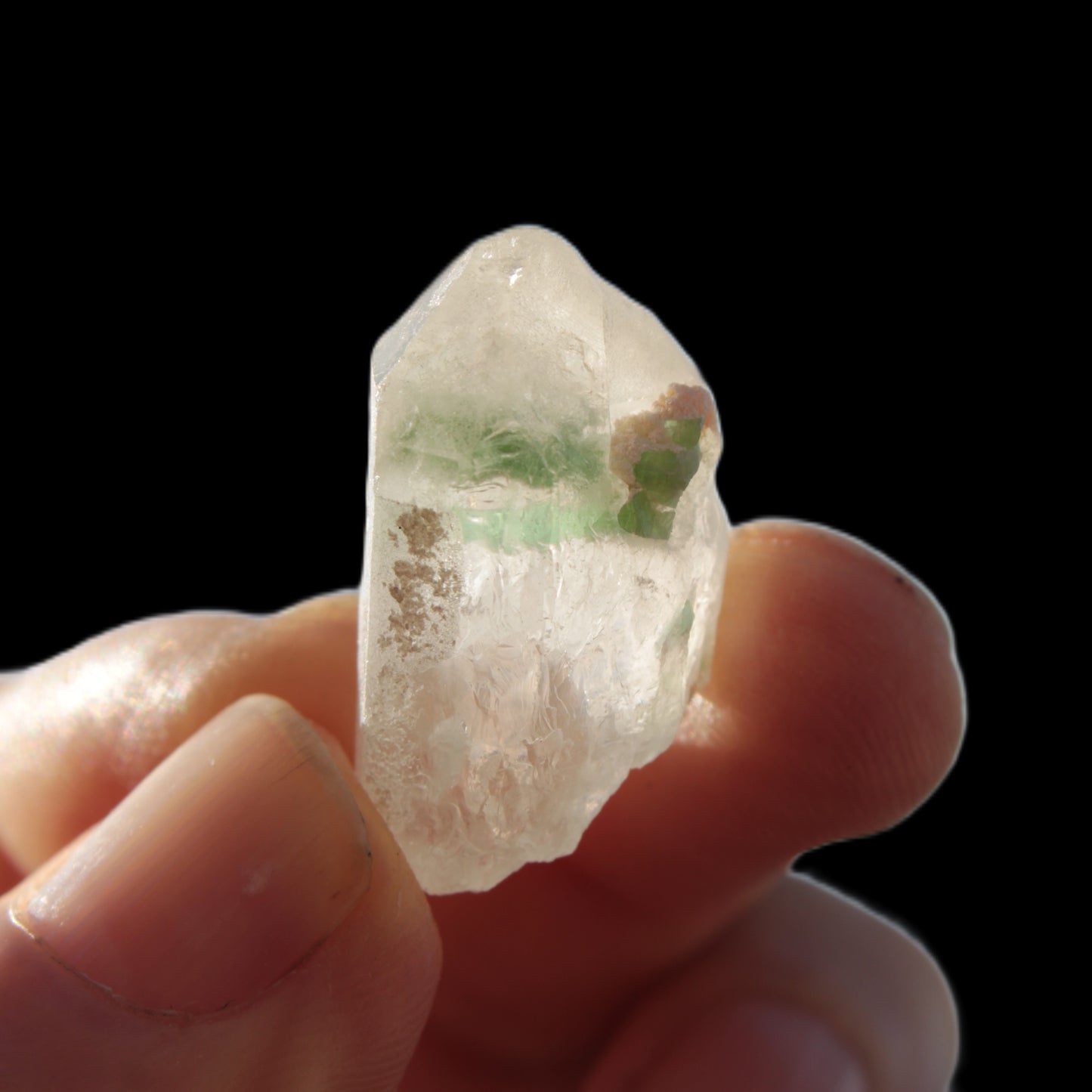 Twin Green Tourmaline crystals in Twinned Quartz crystal 28mm 39.5ct 7.9g Rocks and Things