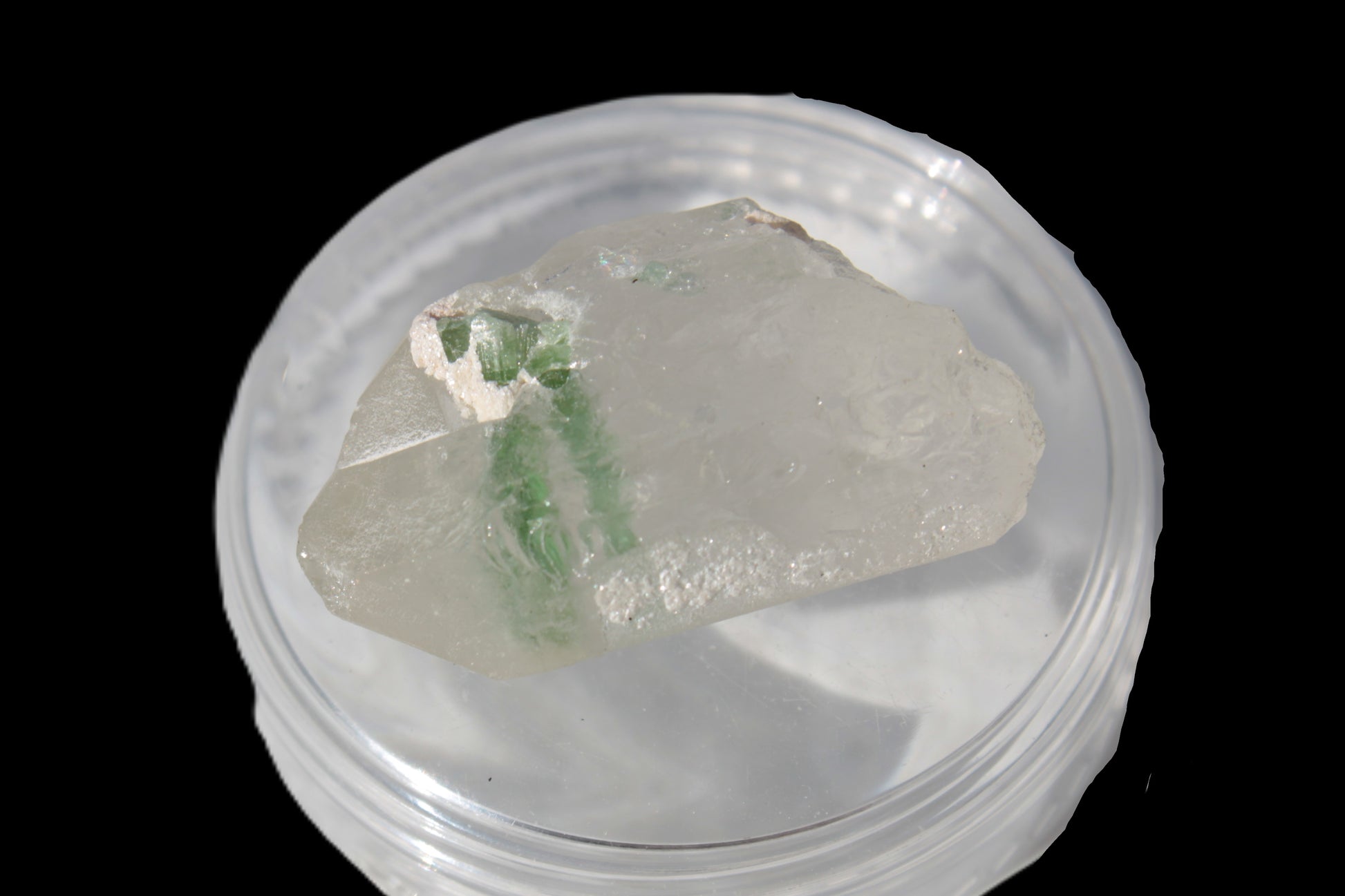 Twin Green Tourmaline crystals in Twinned Quartz crystal 28mm 39.5ct 7.9g Rocks and Things