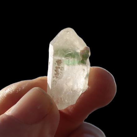 Twin Green Tourmaline crystals in Twinned Quartz crystal 28mm 39.5ct 7.9g Rocks and Things