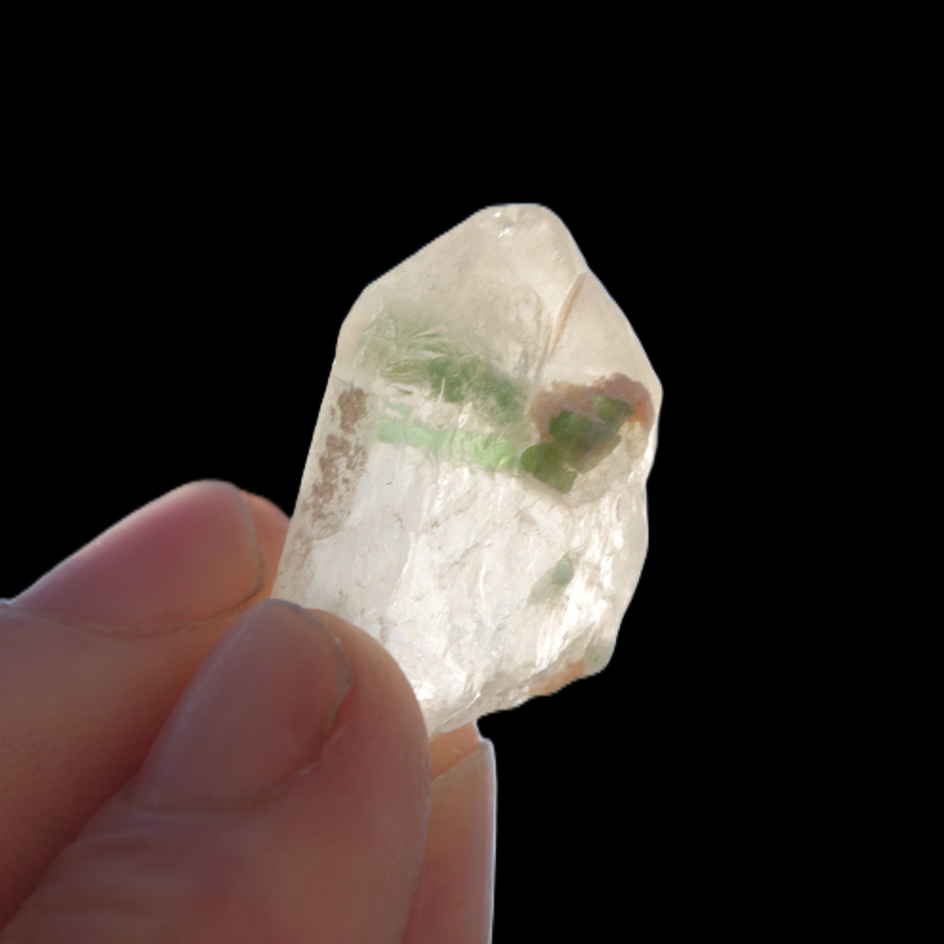 Twin Green Tourmaline crystals in Twinned Quartz crystal 28mm 39.5ct 7.9g Rocks and Things