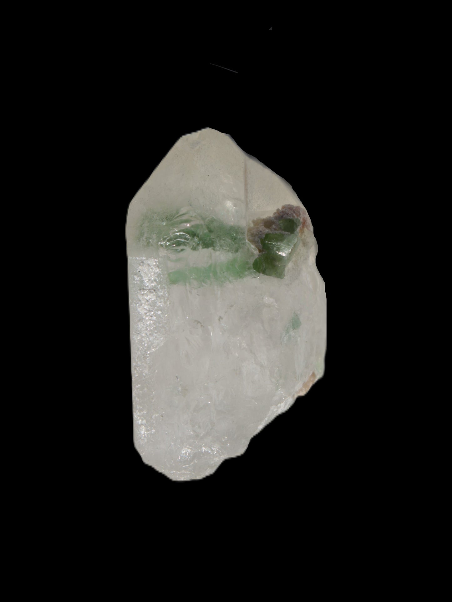 Twin Green Tourmaline crystals in Twinned Quartz crystal 28mm 39.5ct 7.9g Rocks and Things