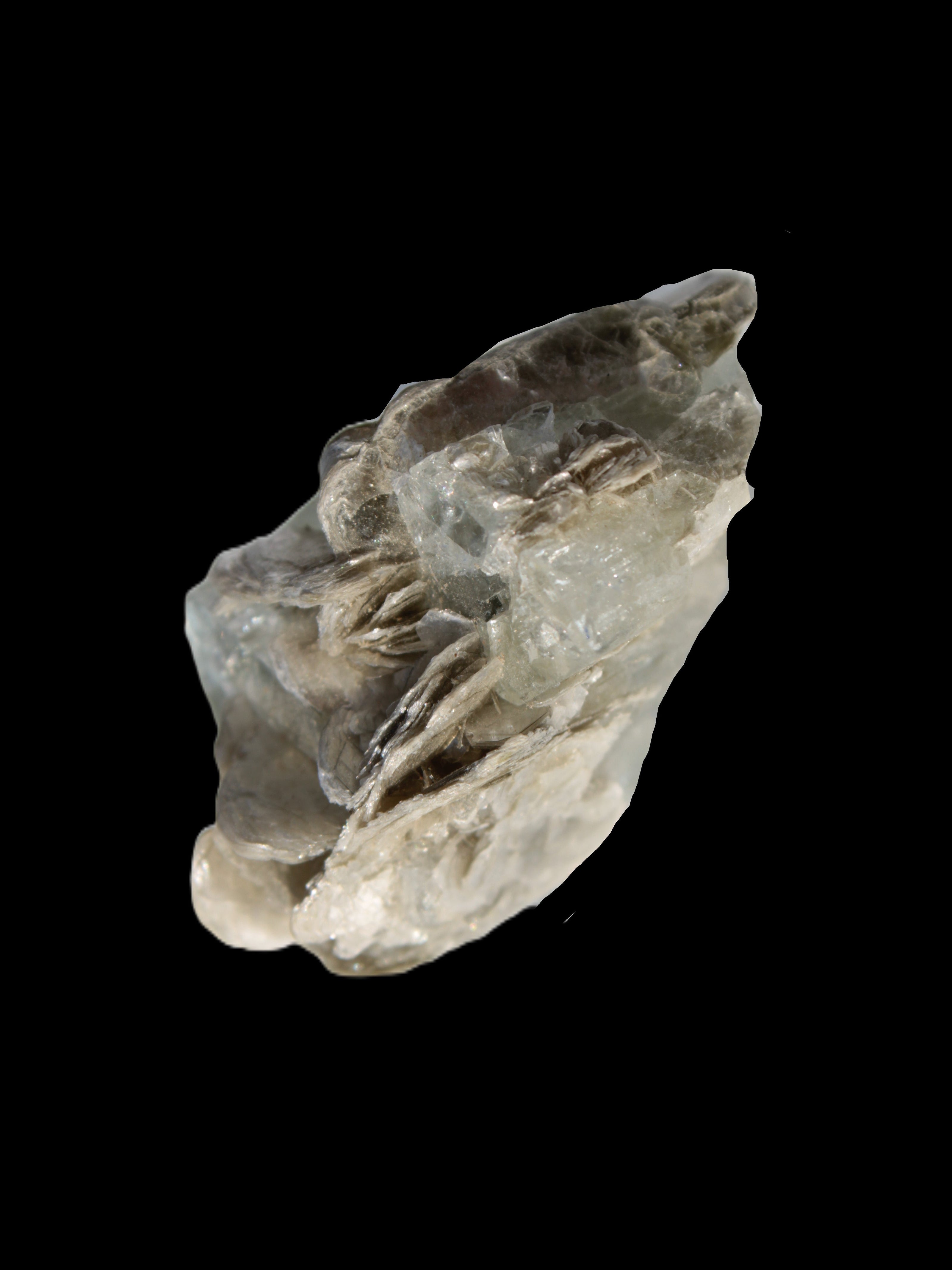 Terminated Clear Aquamarine crystal cluster with Mica 30mm 118.7ct 23.7g Rocks and Things