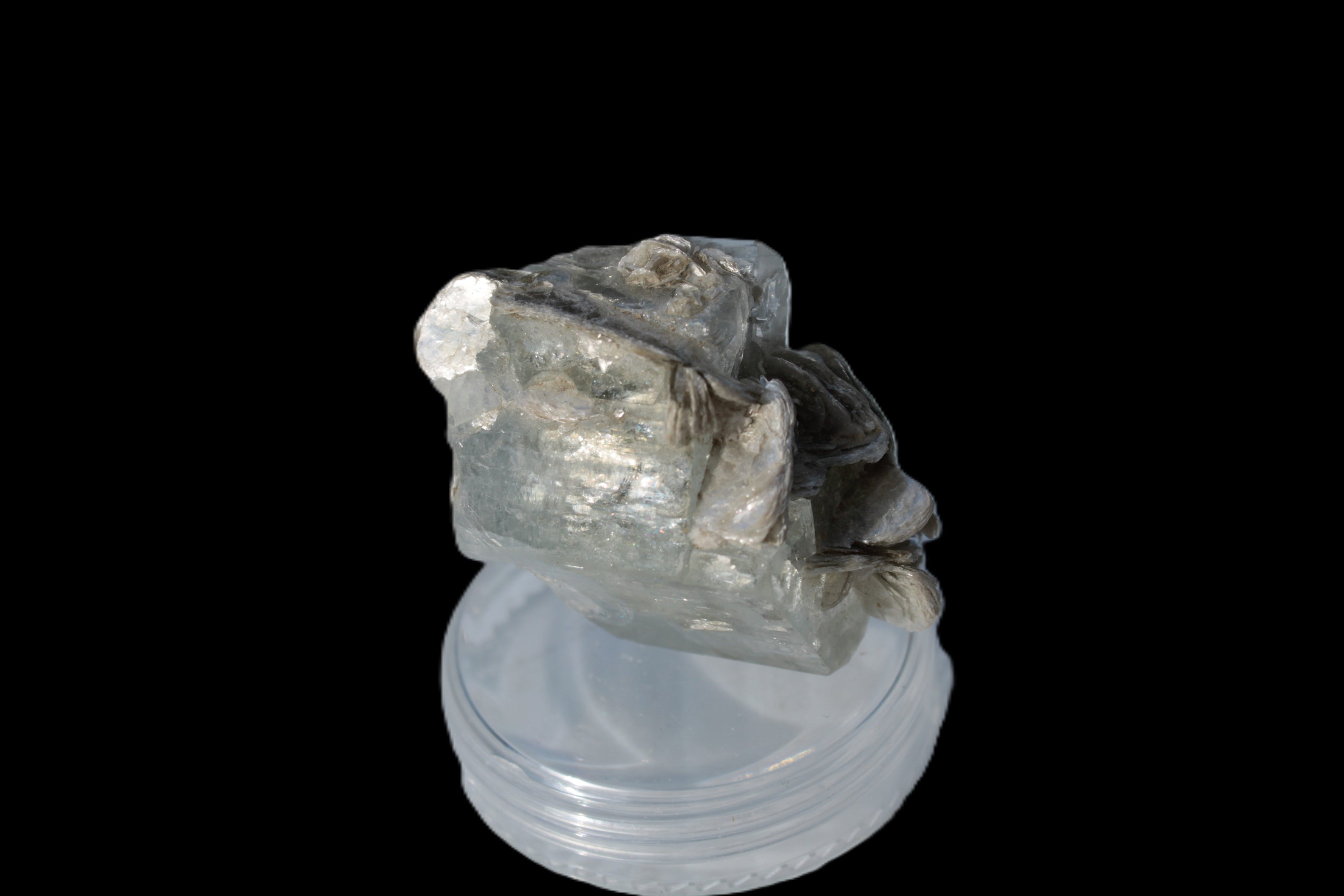 Terminated Clear Aquamarine crystal cluster with Mica 30mm 118.7ct 23.7g Rocks and Things