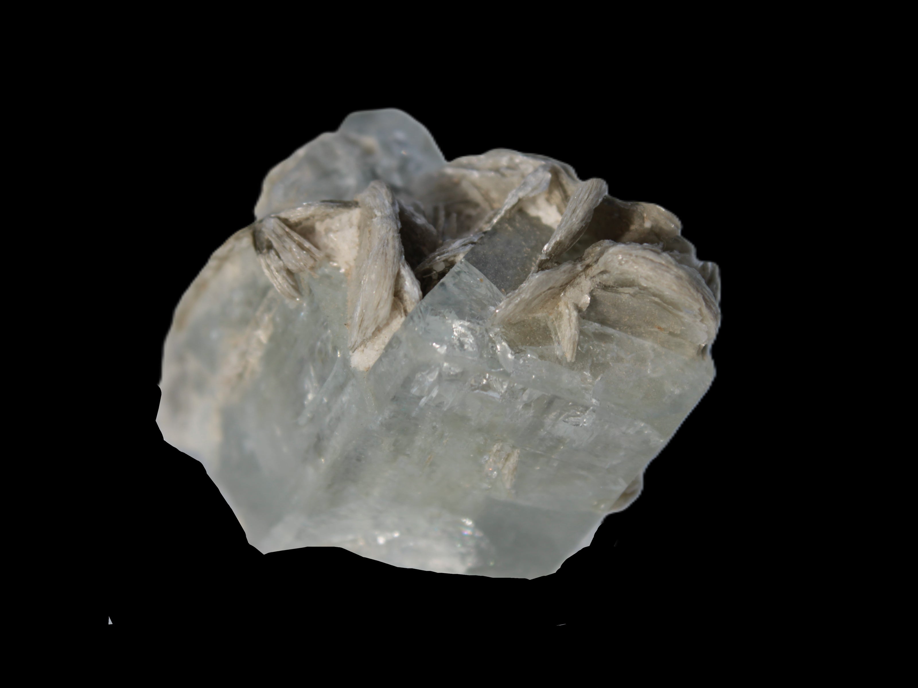 Terminated Clear Aquamarine crystal cluster with Mica 30mm 118.7ct 23.7g Rocks and Things