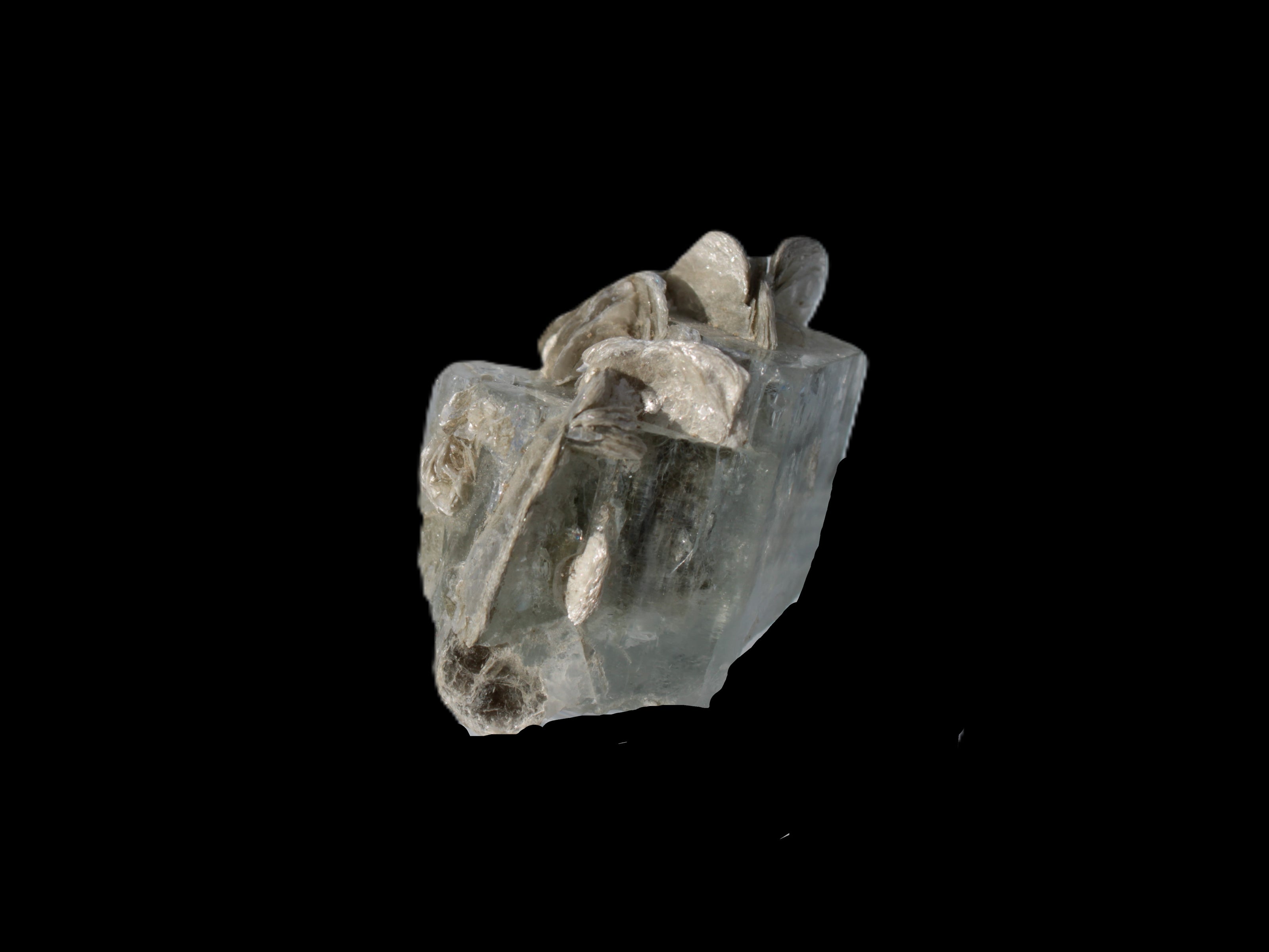 Terminated Clear Aquamarine crystal cluster with Mica 30mm 118.7ct 23.7g Rocks and Things