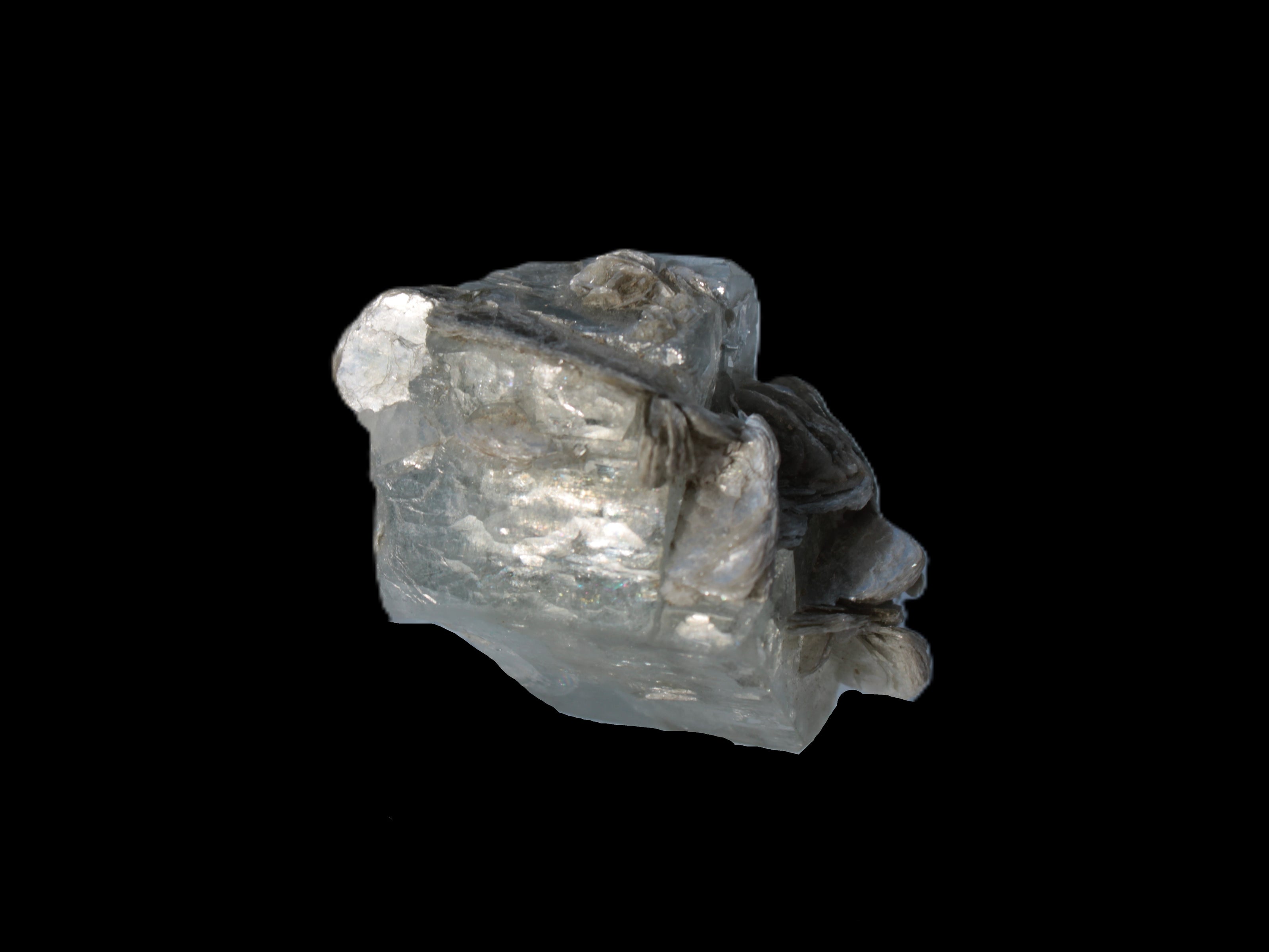 Terminated Clear Aquamarine crystal cluster with Mica 30mm 118.7ct 23.7g Rocks and Things