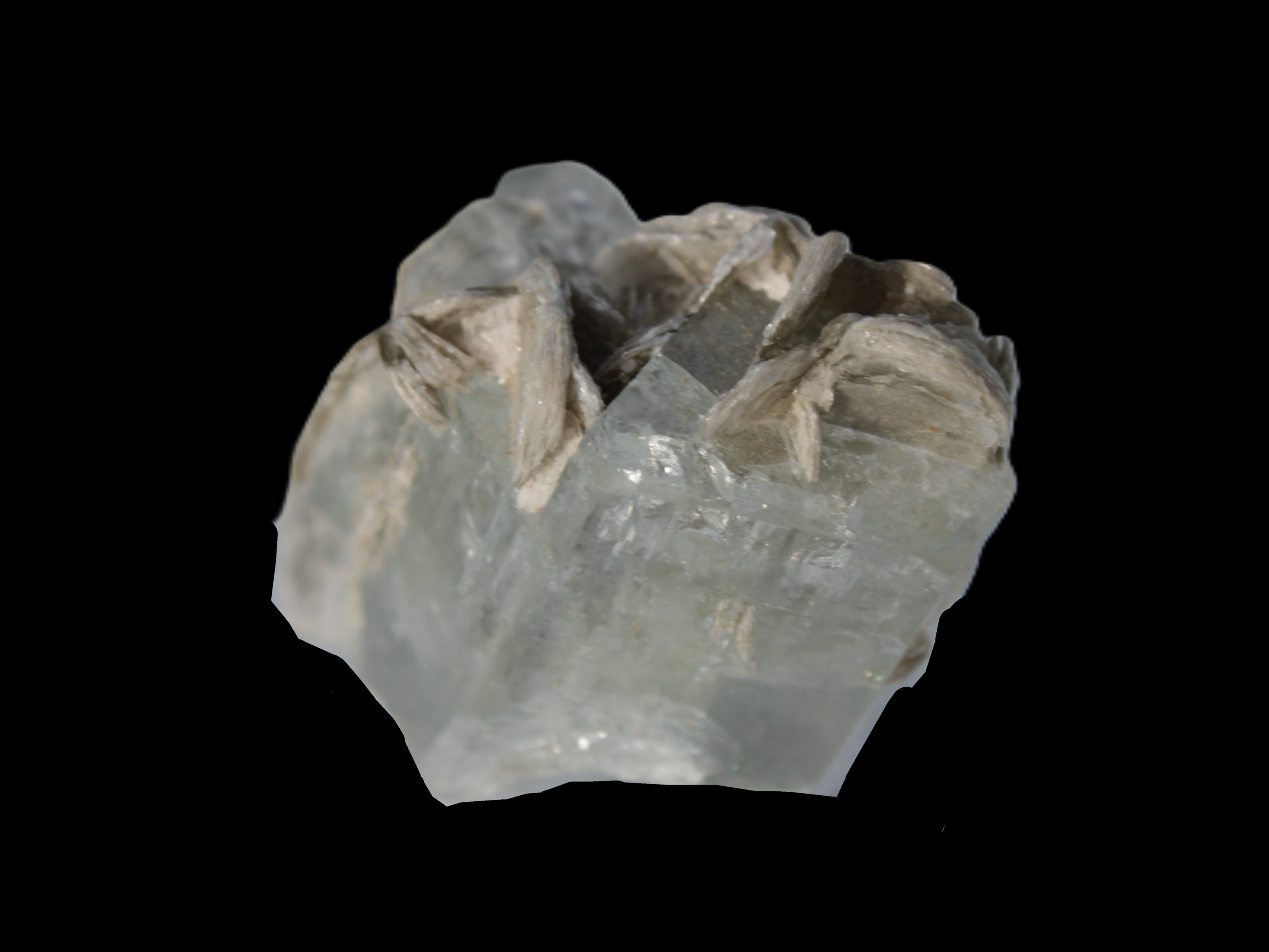 Terminated Clear Aquamarine crystal cluster with Mica 30mm 118.7ct 23.7g Rocks and Things