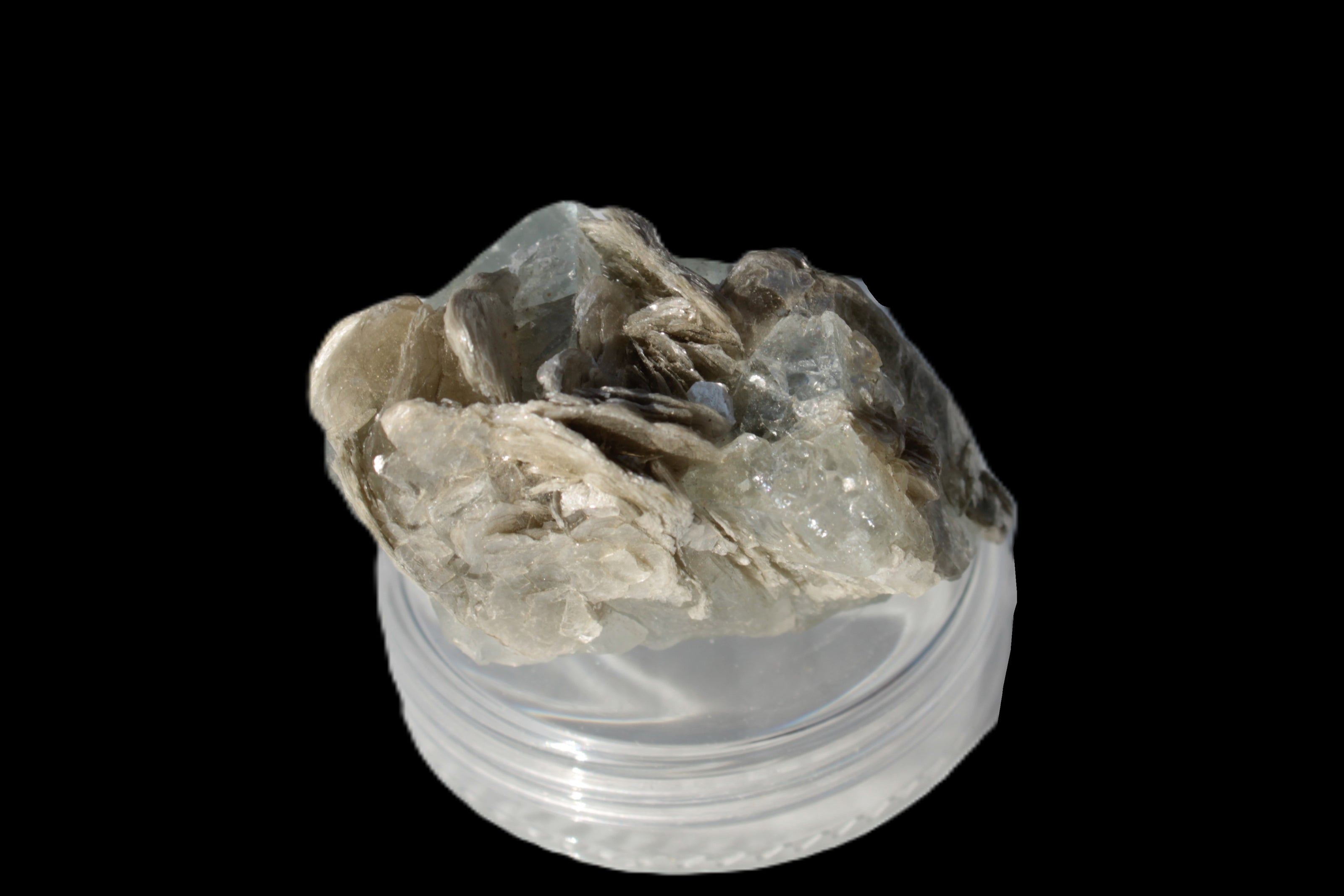 Terminated Clear Aquamarine crystal cluster with Mica 30mm 118.7ct 23.7g Rocks and Things