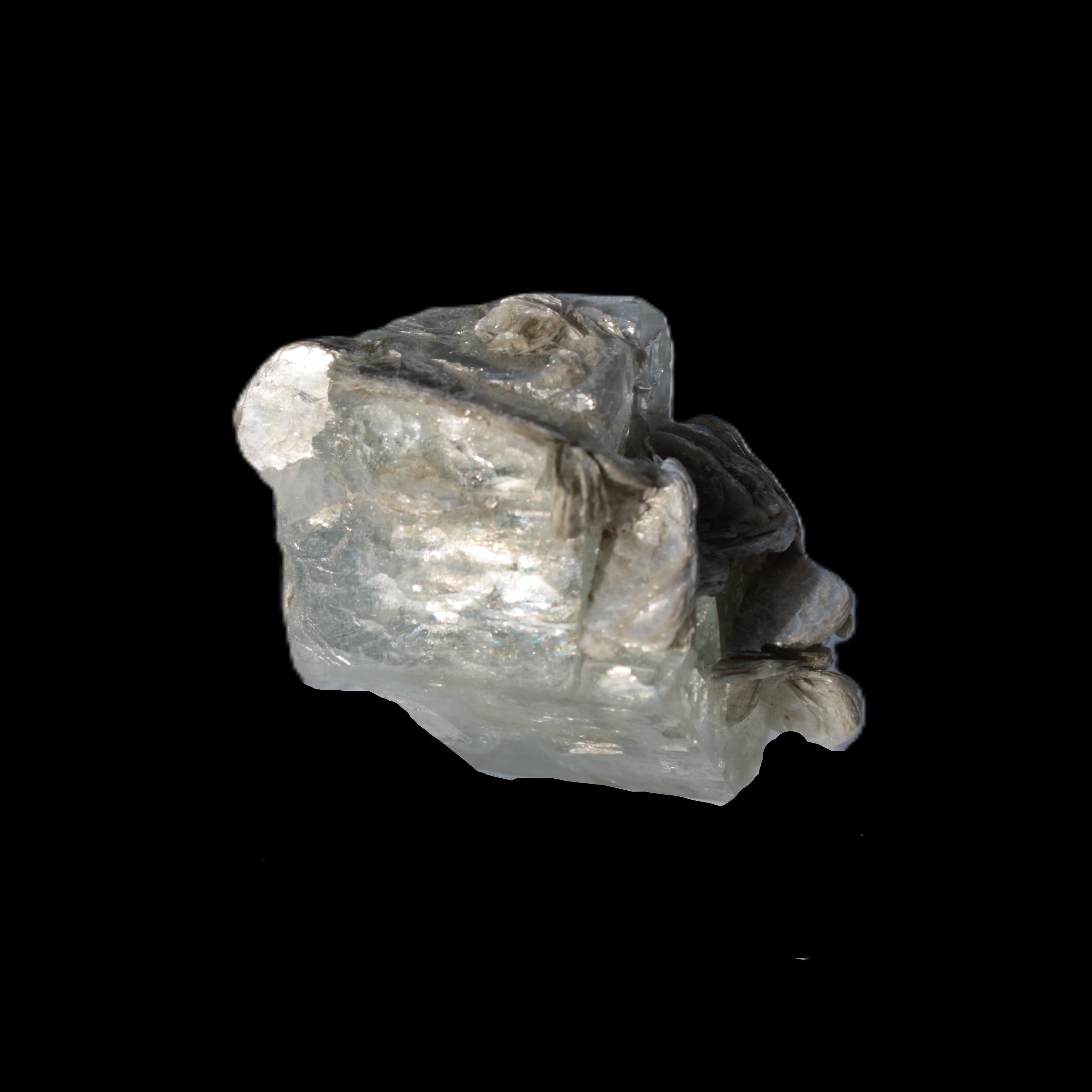 Terminated Clear Aquamarine crystal cluster with Mica 30mm 118.7ct 23.7g Rocks and Things