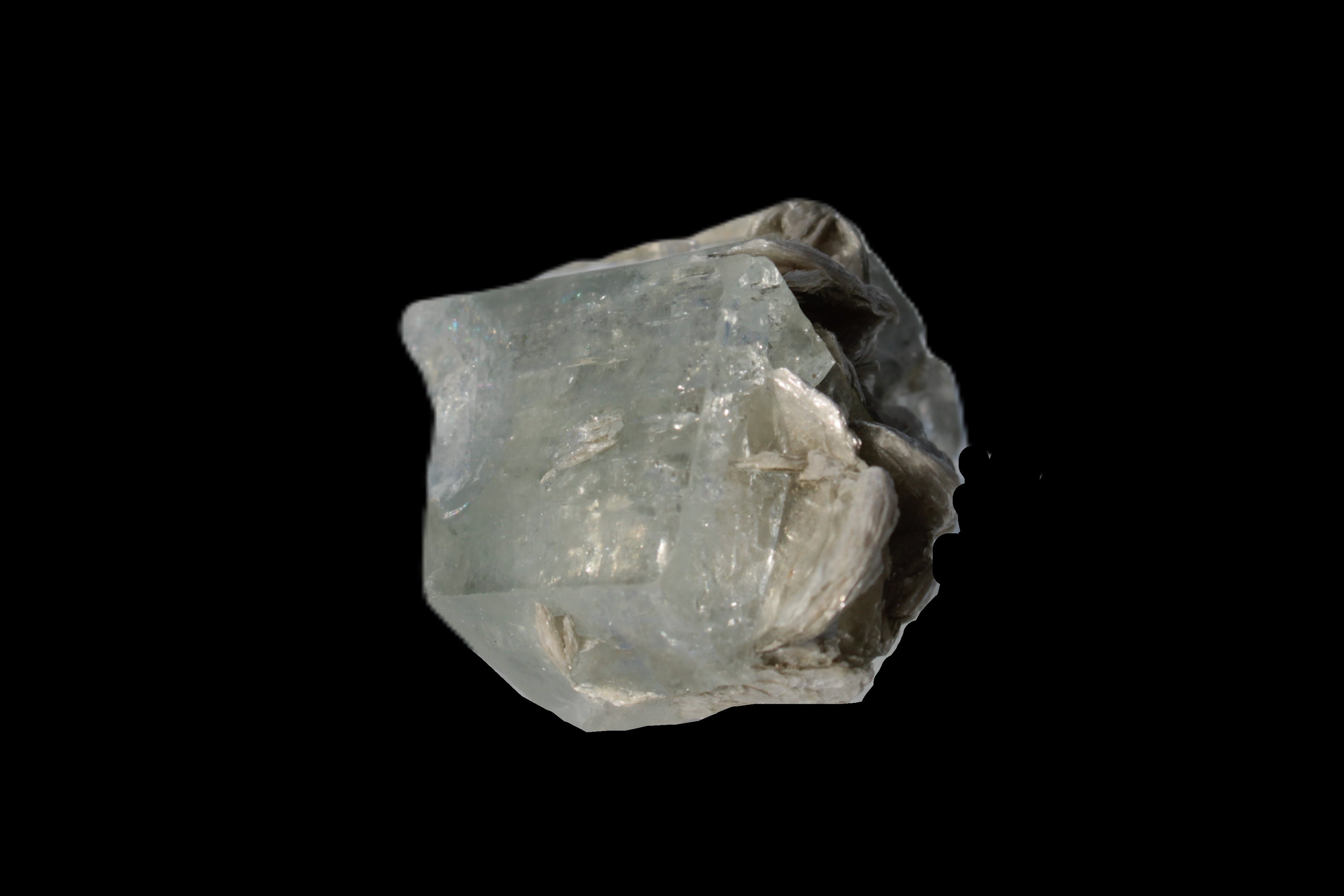 Terminated Clear Aquamarine crystal cluster with Mica 30mm 118.7ct 23.7g Rocks and Things