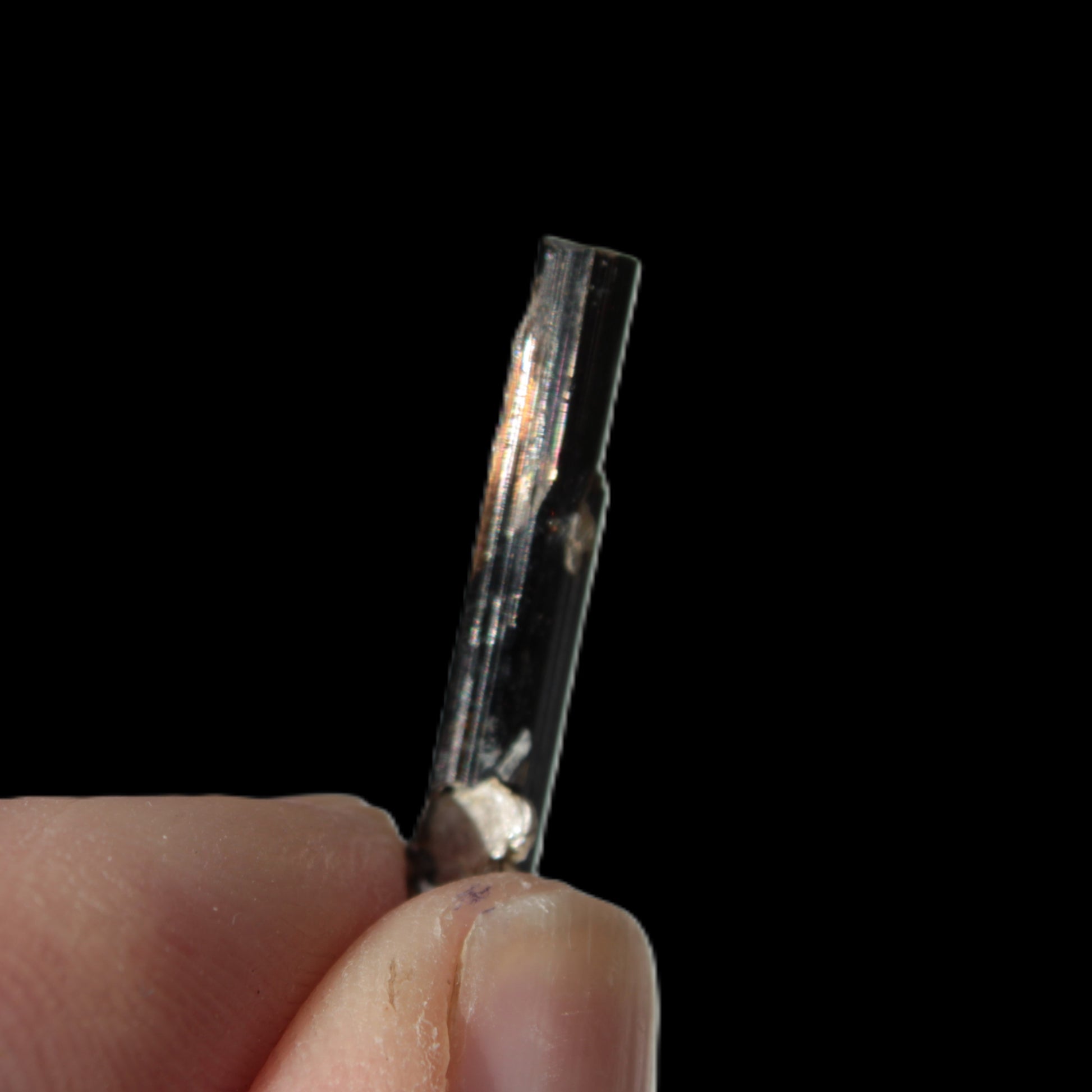 Small long Dark Elbaite crystal 25mm 6.2ct 1.2g Rocks and Things