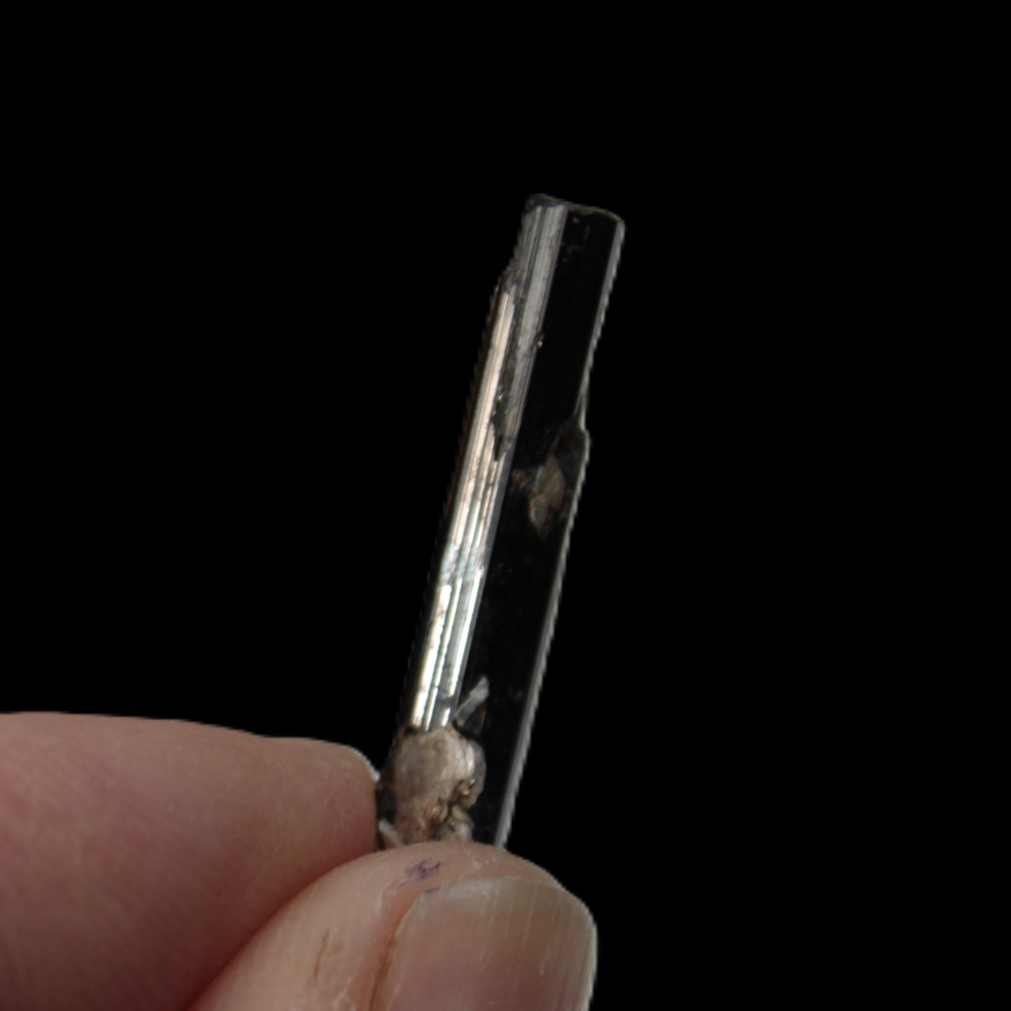 Small long Dark Elbaite crystal 25mm 6.2ct 1.2g Rocks and Things