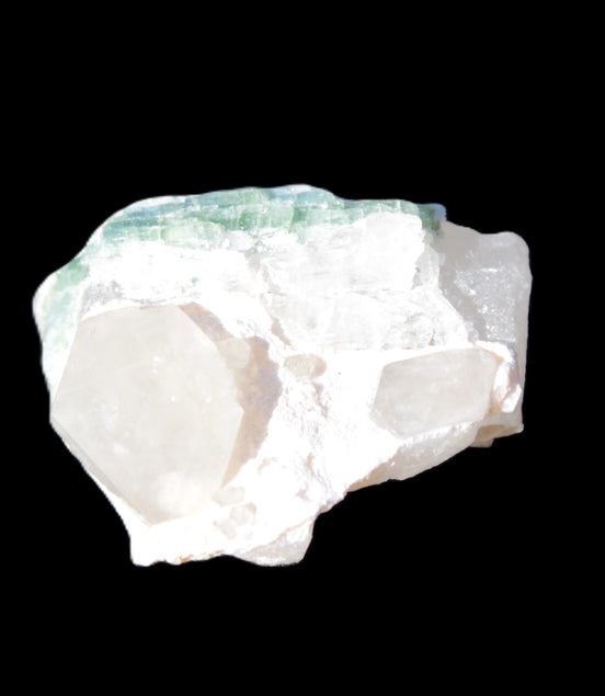 Clear Topaz crystals on matrix with Twinned Clear & Green Tourmaline 44.6ct 8.9g Rocks and Things