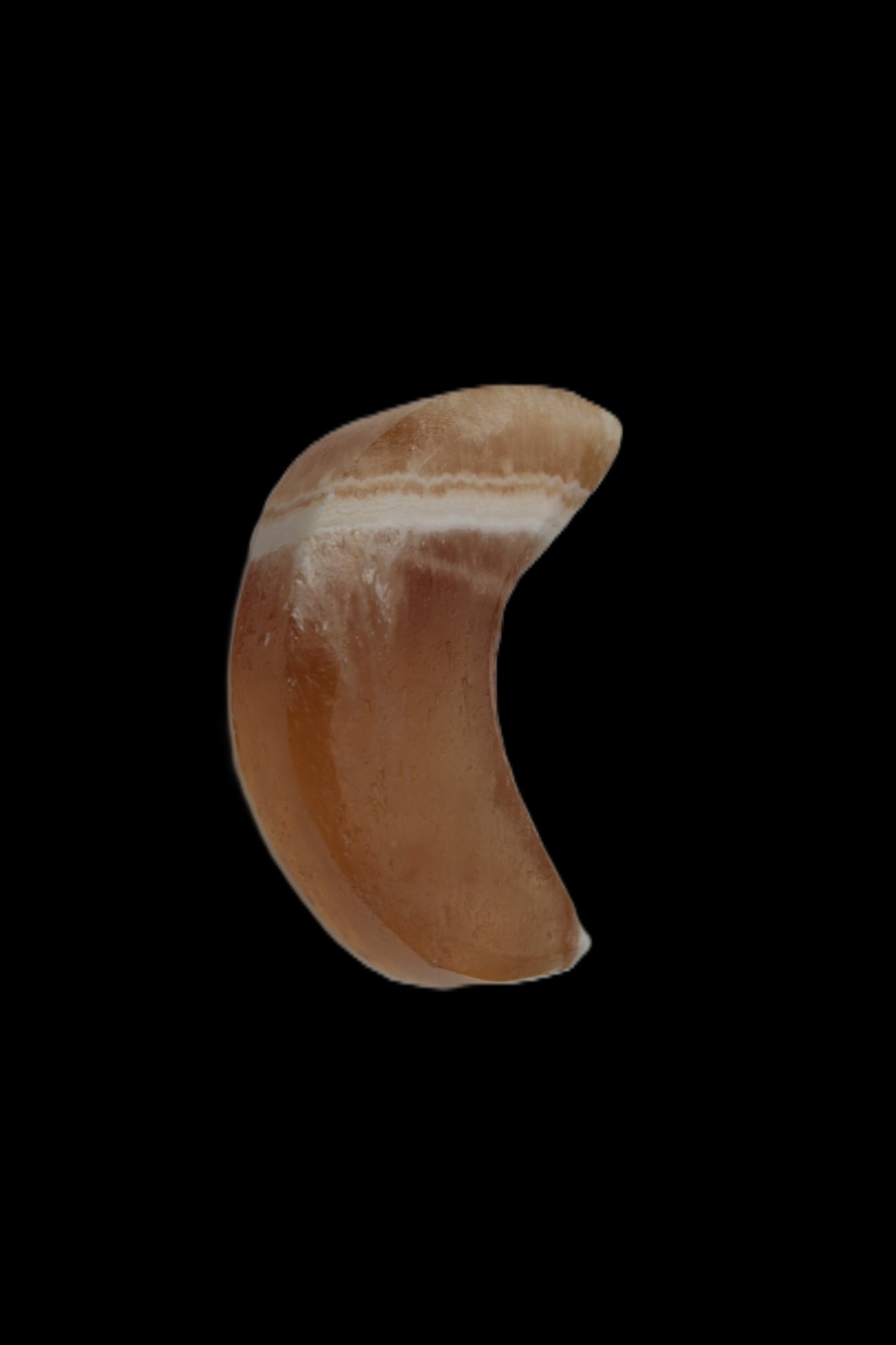 Banded Honey Calcite Crescent Moon 30mm 8.8-10.4g Rocks and Things