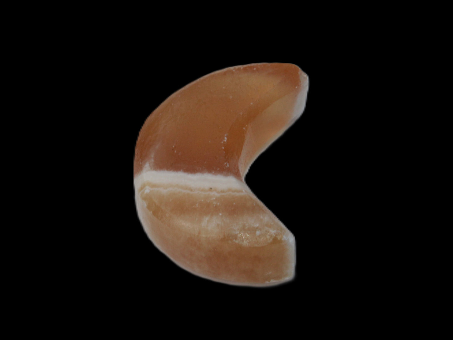 Banded Honey Calcite Crescent Moon 30mm 8.8-10.4g Rocks and Things