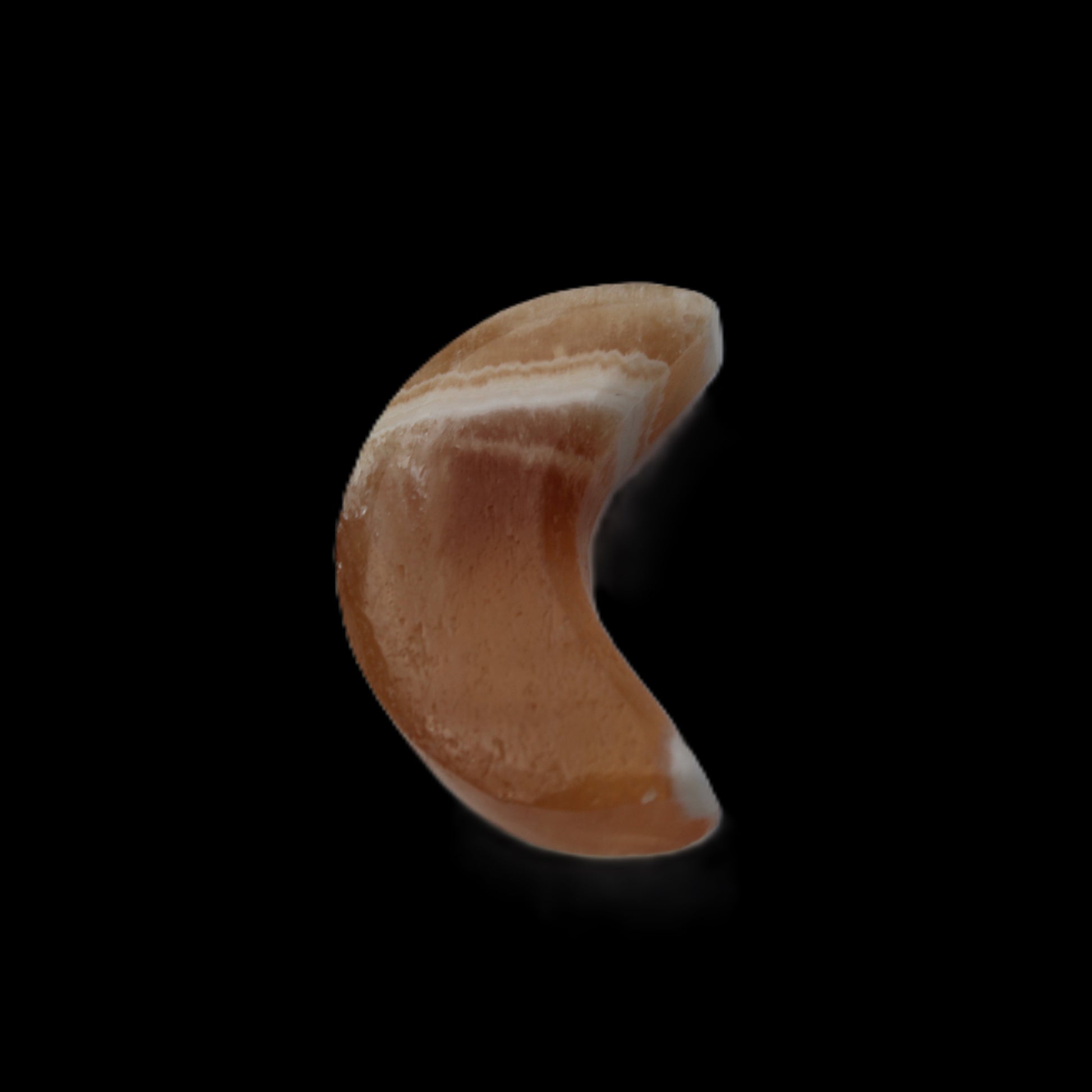 Banded Honey Calcite Crescent Moon 30mm 8.8-10.4g Rocks and Things