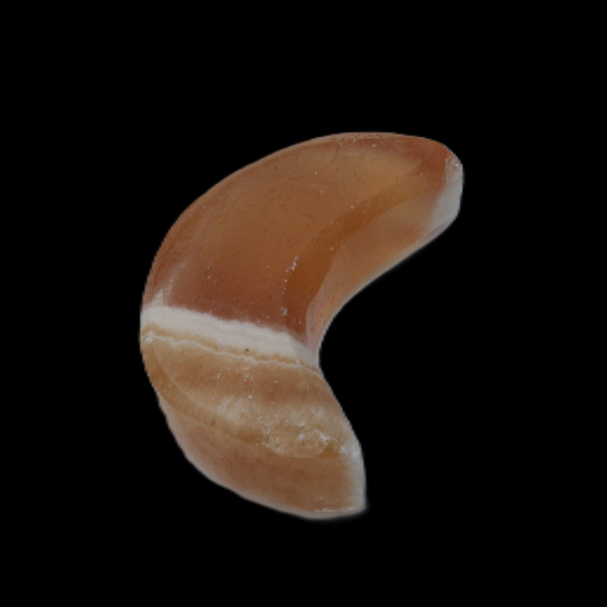 Banded Honey Calcite Crescent Moon 30mm 8.8-10.4g Rocks and Things