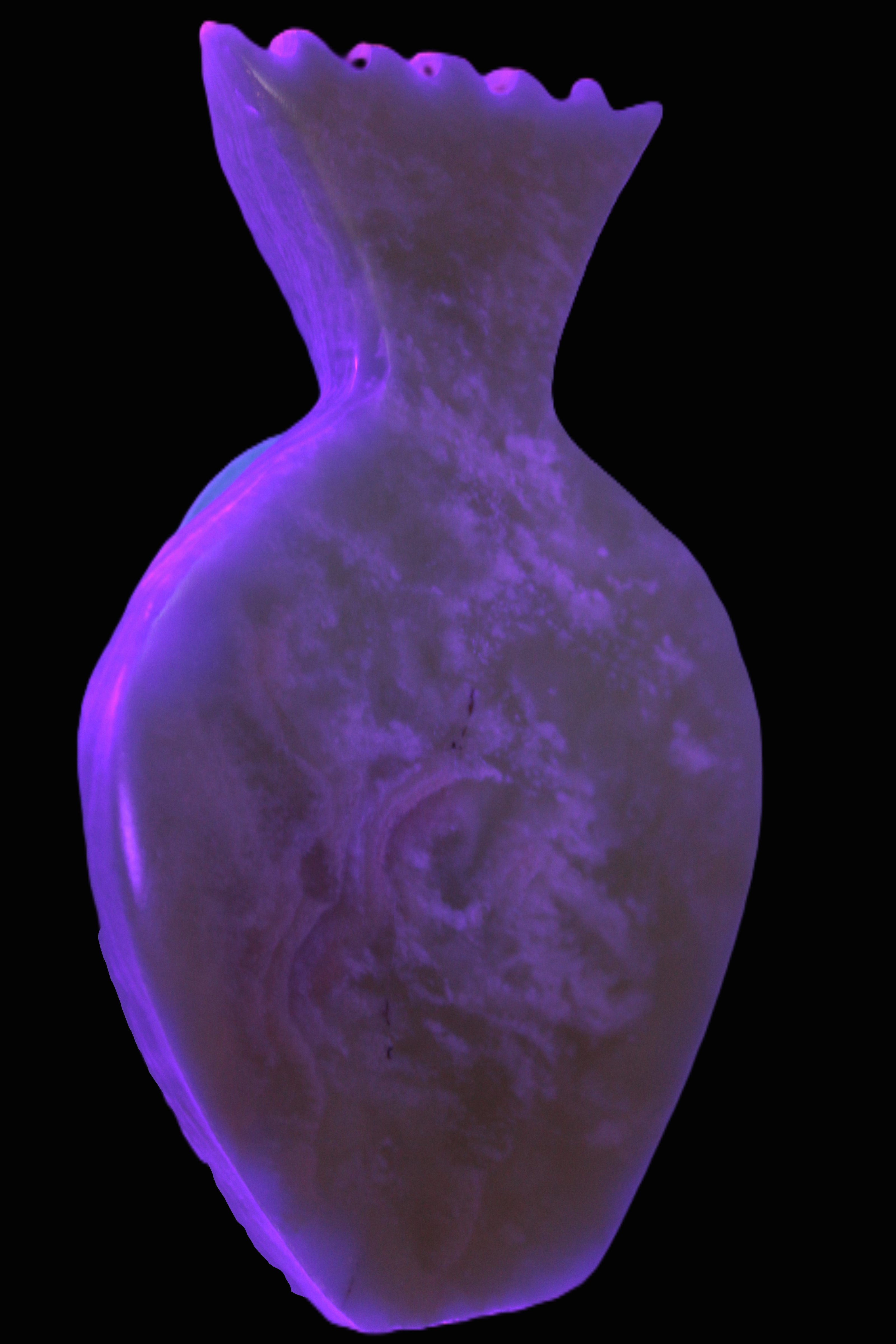 Afghan Jade hand-carved pineapple 130*90*15mm 228g in UV light - Rocks and Things Store