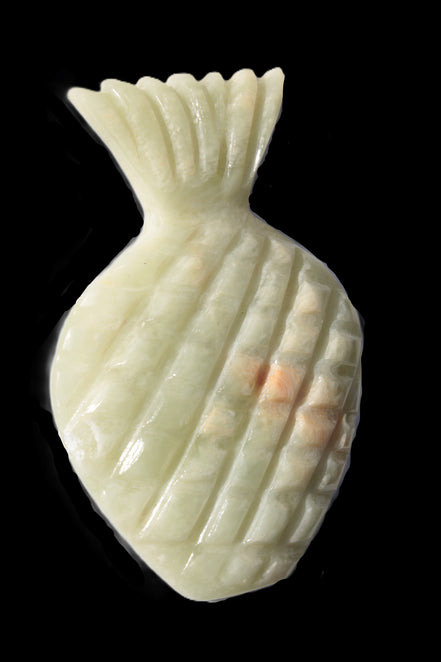 Afghan Jade hand-carved pineapple 130*90*15mm 228g in sunshine - Rocks and Things Store