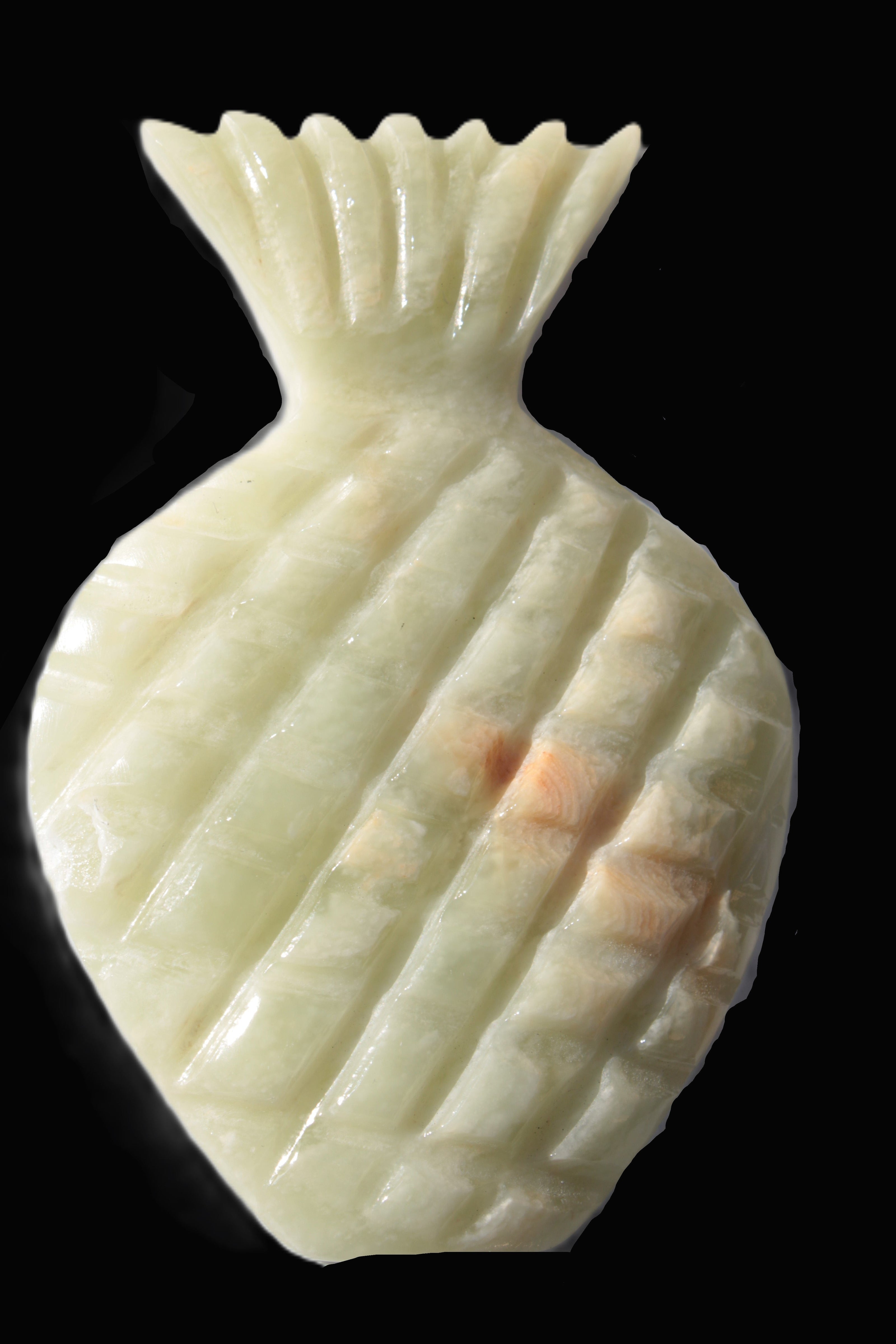 Afghan Jade hand-carved pineapple 130*90*15mm 228g in sunshine - Rocks and Things Store
