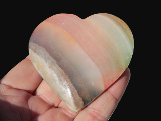 Heart hand-carved in dyed Calcite from Pakistan 72*68*16mm 126.6g Rocks and Things