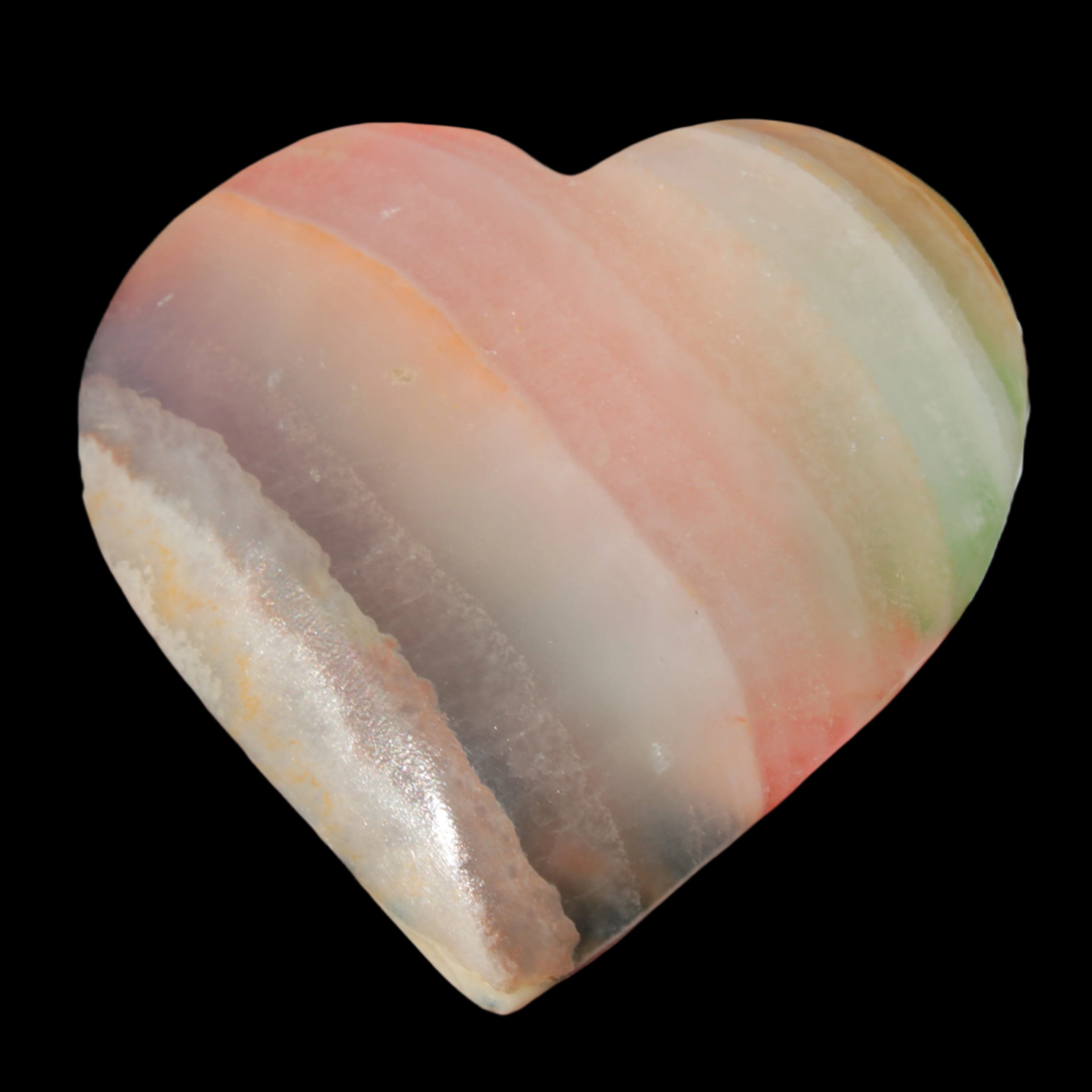 Heart hand-carved in dyed Calcite from Pakistan 72*68*16mm 126.6g in sunlight - Rocks and Things Store