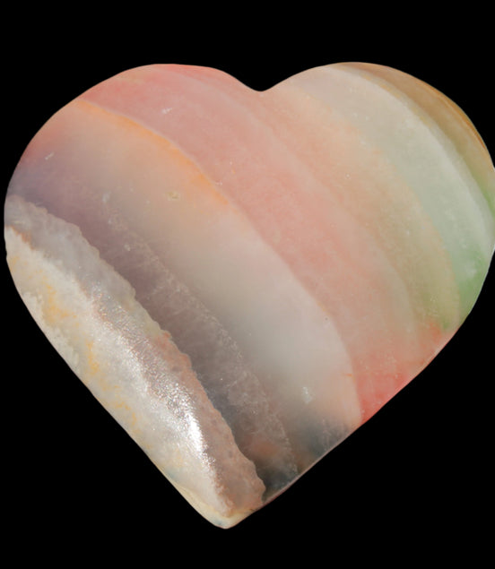 Heart hand-carved in dyed Calcite from Pakistan 72*68*16mm 126.6g in sunlight - Rocks and Things Store