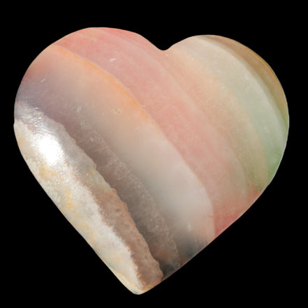 Heart hand-carved in dyed Calcite from Pakistan 72*68*16mm 126.6g in sunlight - Rocks and Things Store