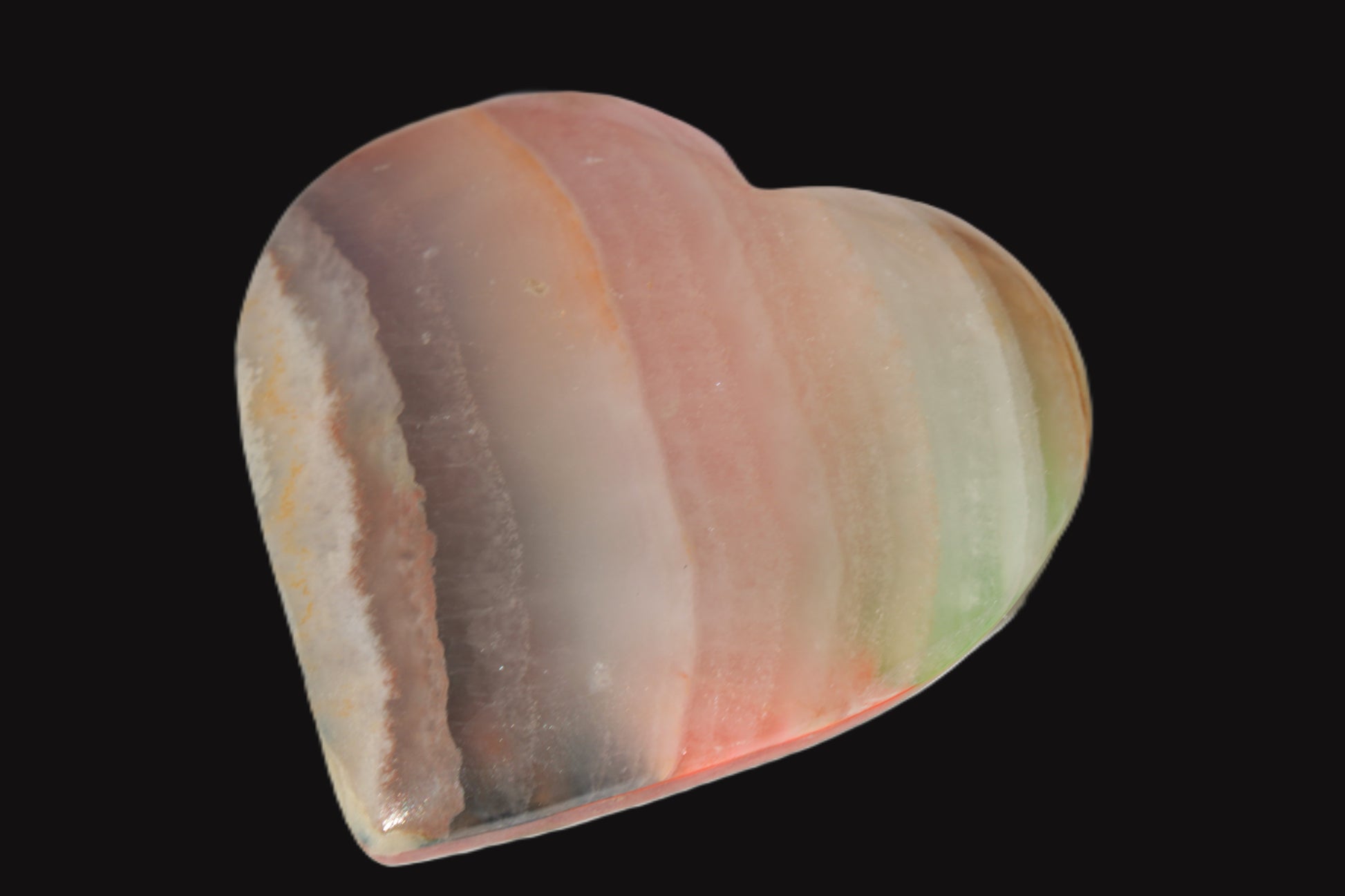 Heart hand-carved in dyed Calcite from Pakistan 72*68*16mm 126.6g Rocks and Things